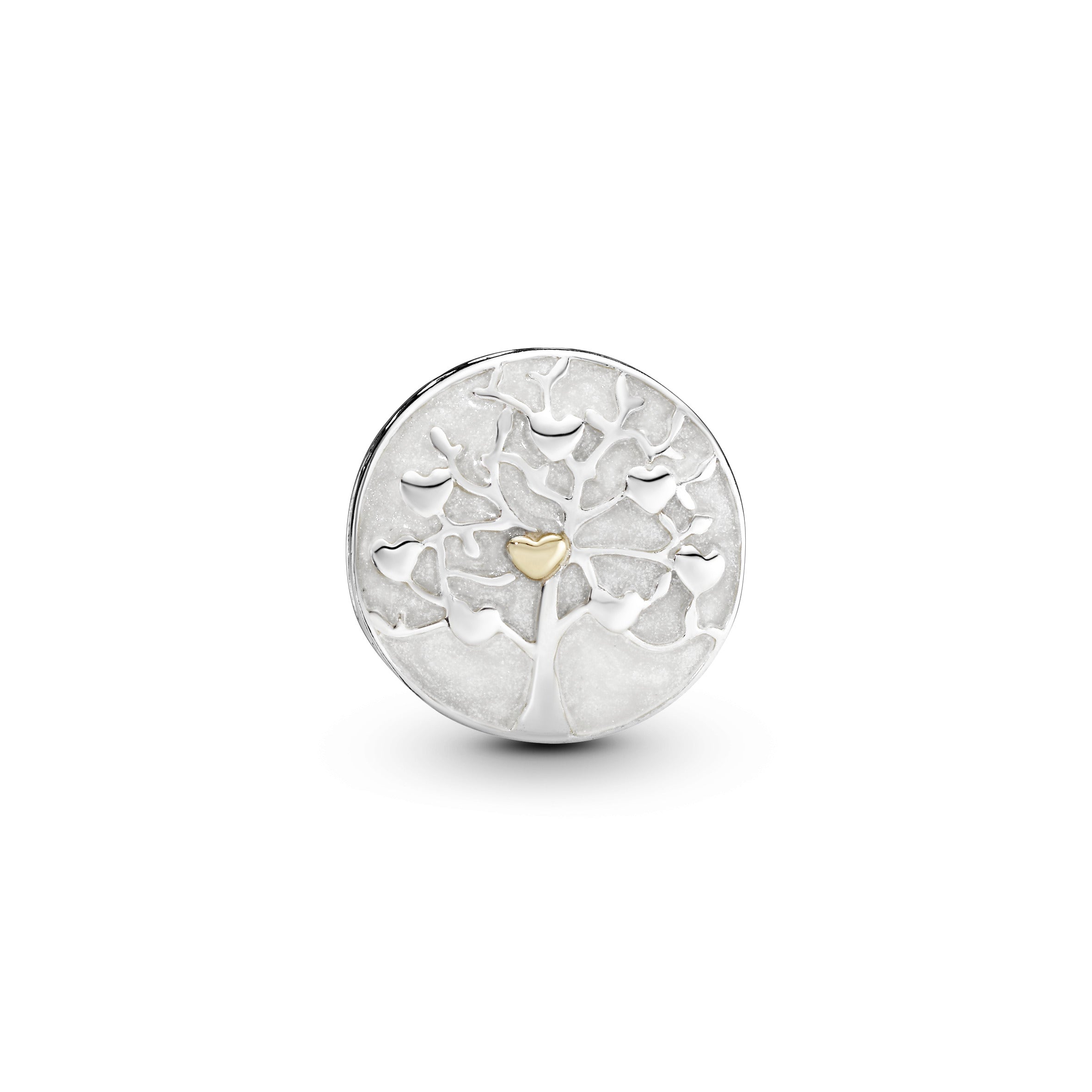 Family tree silver charm with 14k and silver enamel