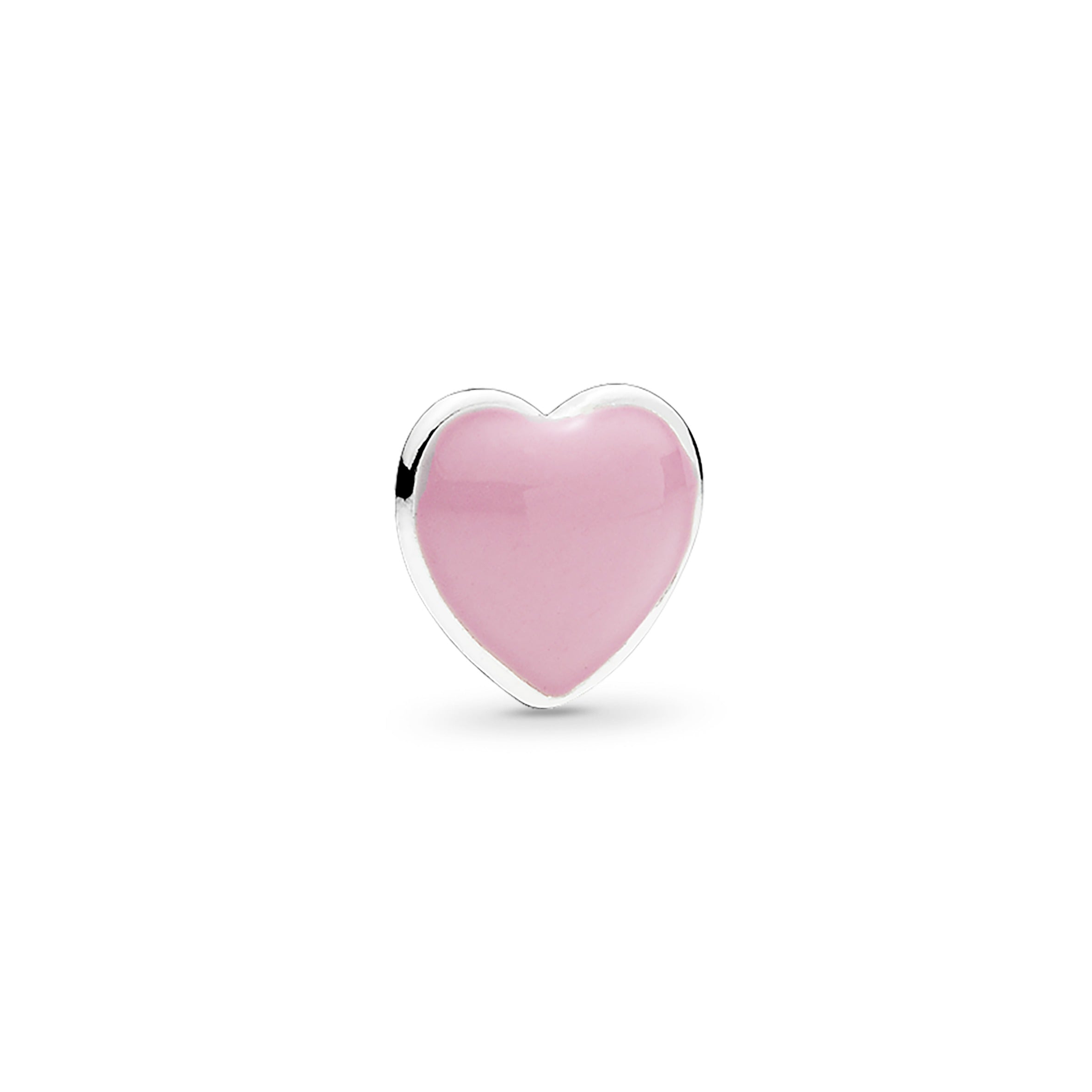 Heart silver petite element with pink enamel