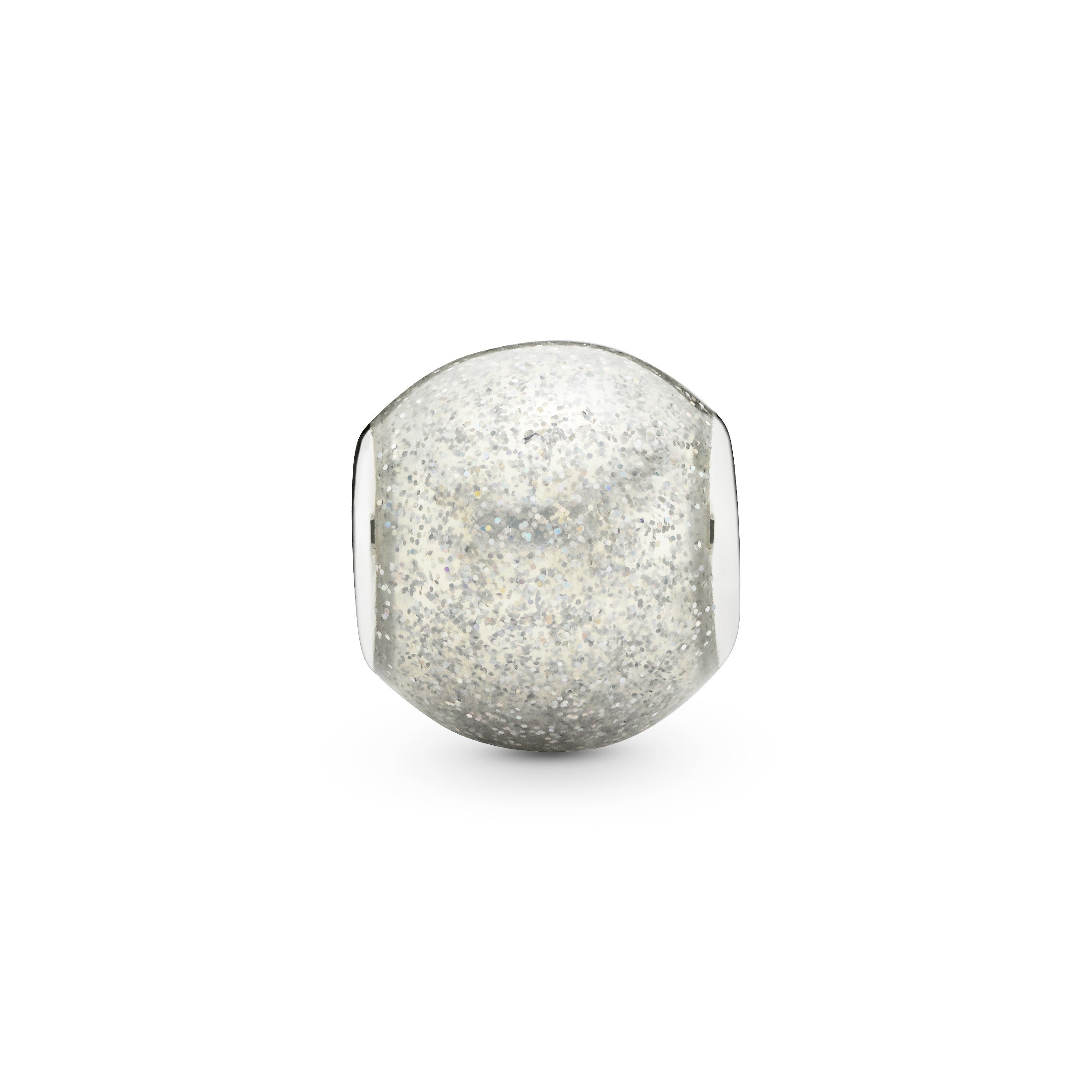 Silver charm with silvery glitter enamel