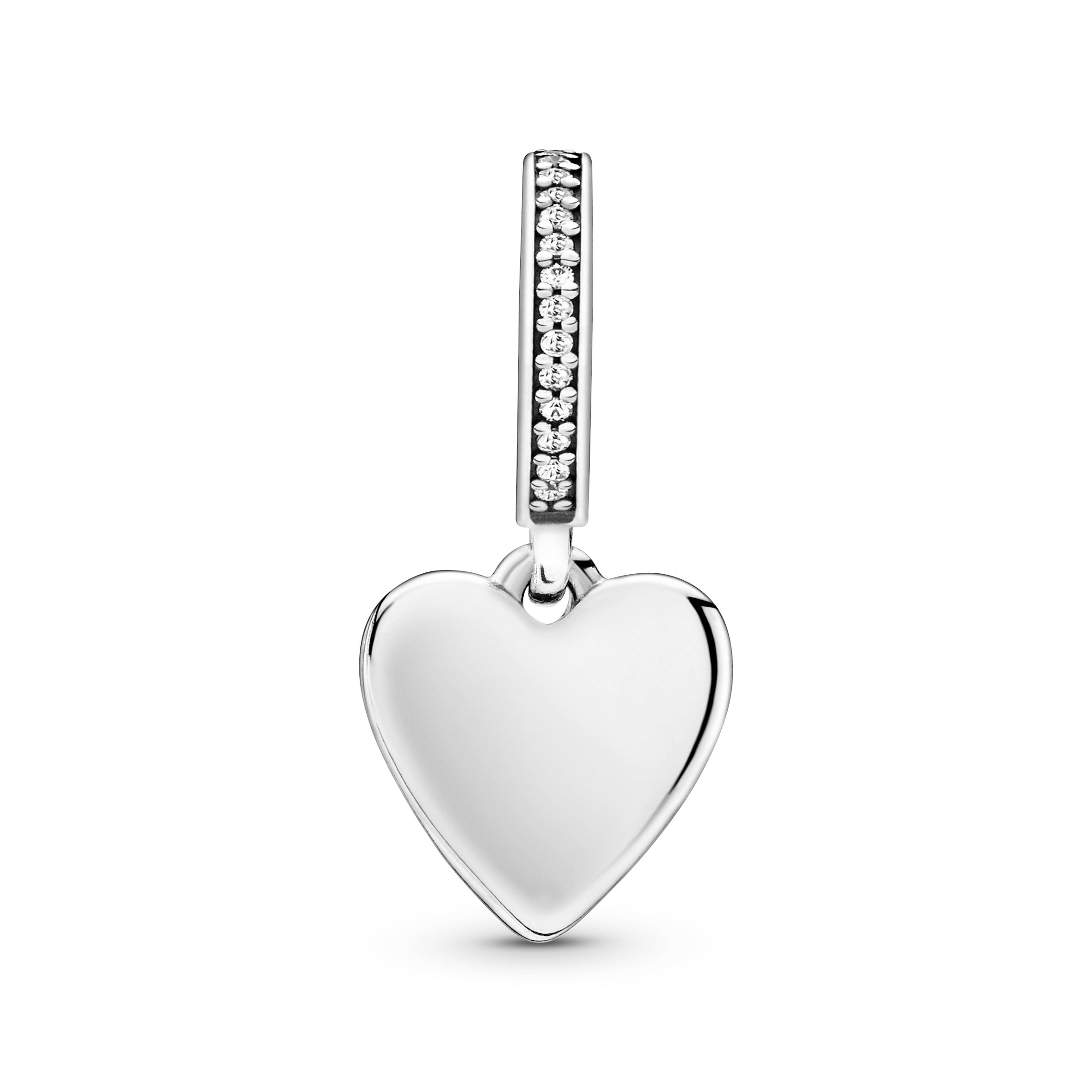 Ice crystal heart silver dangle with clear cubic zirconia