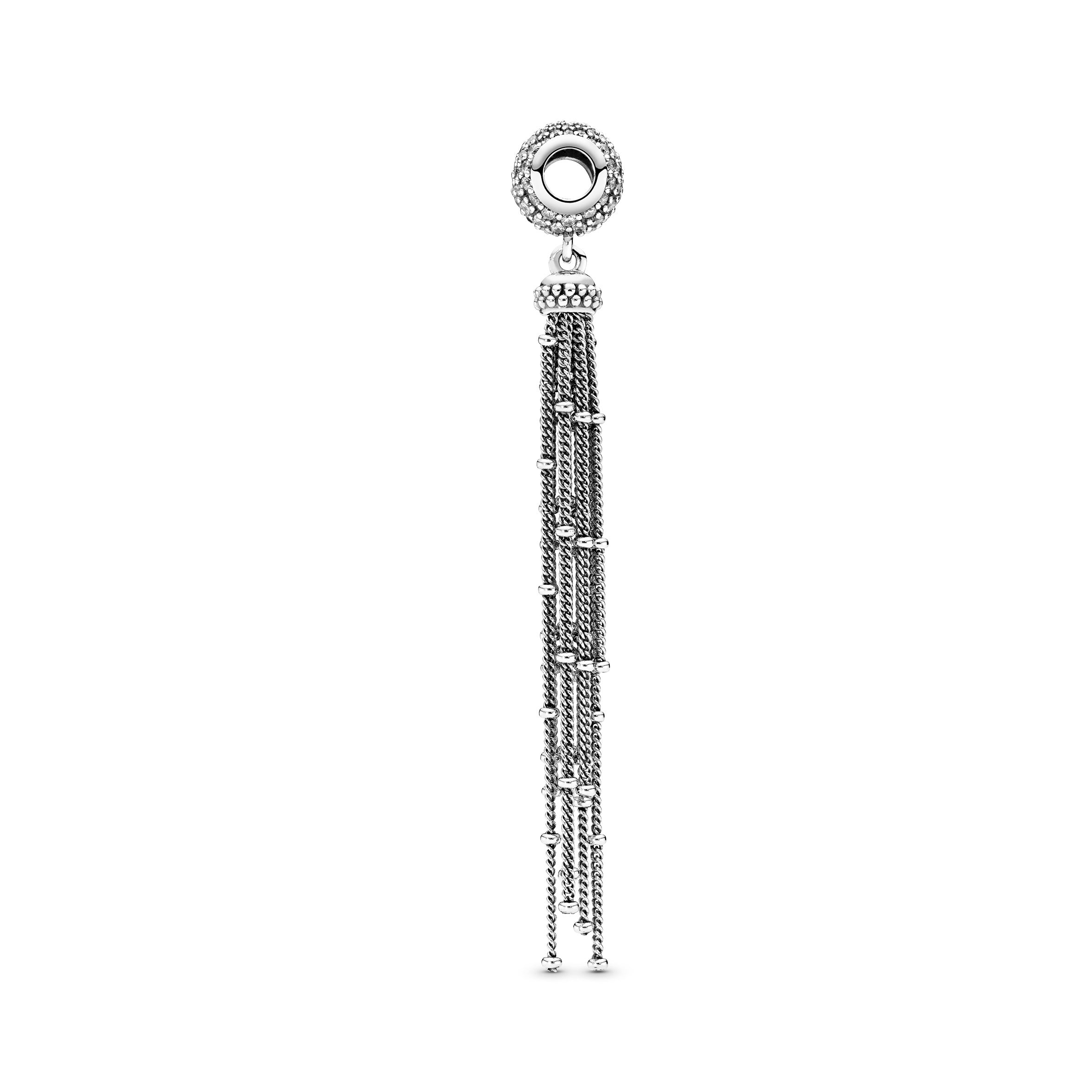 Tassel silver dangle with clear cubic zirconia
