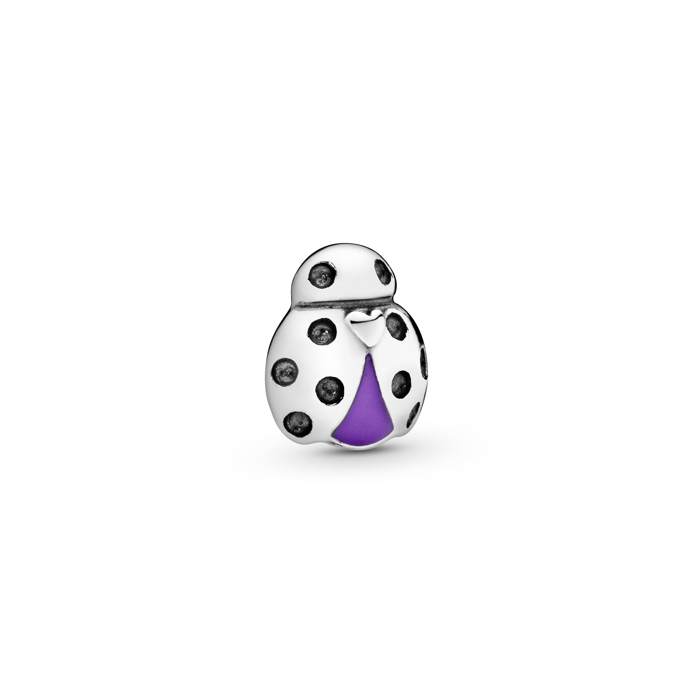 Ladybug silver petite element with purple enamel