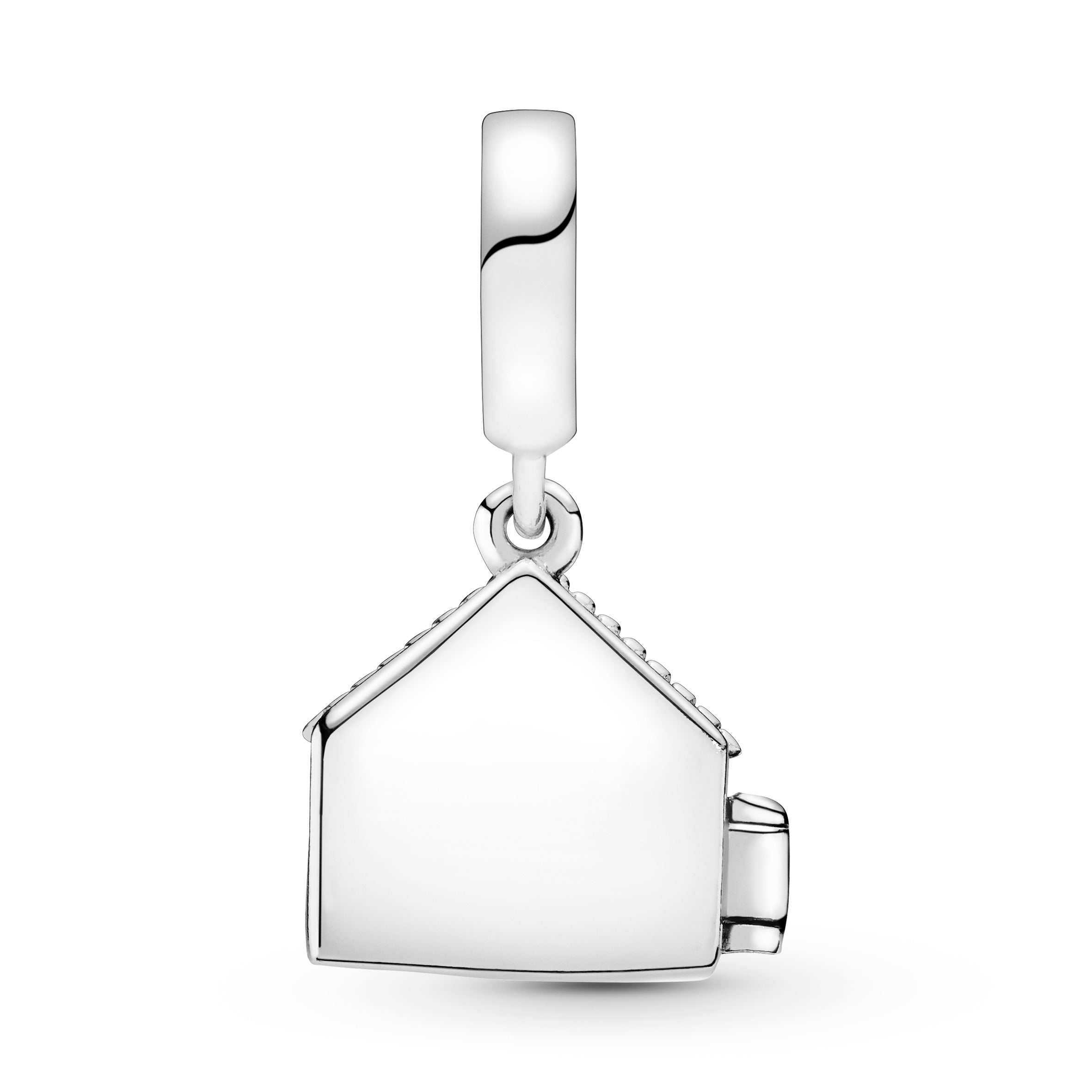 House silver dangle with pink enamel