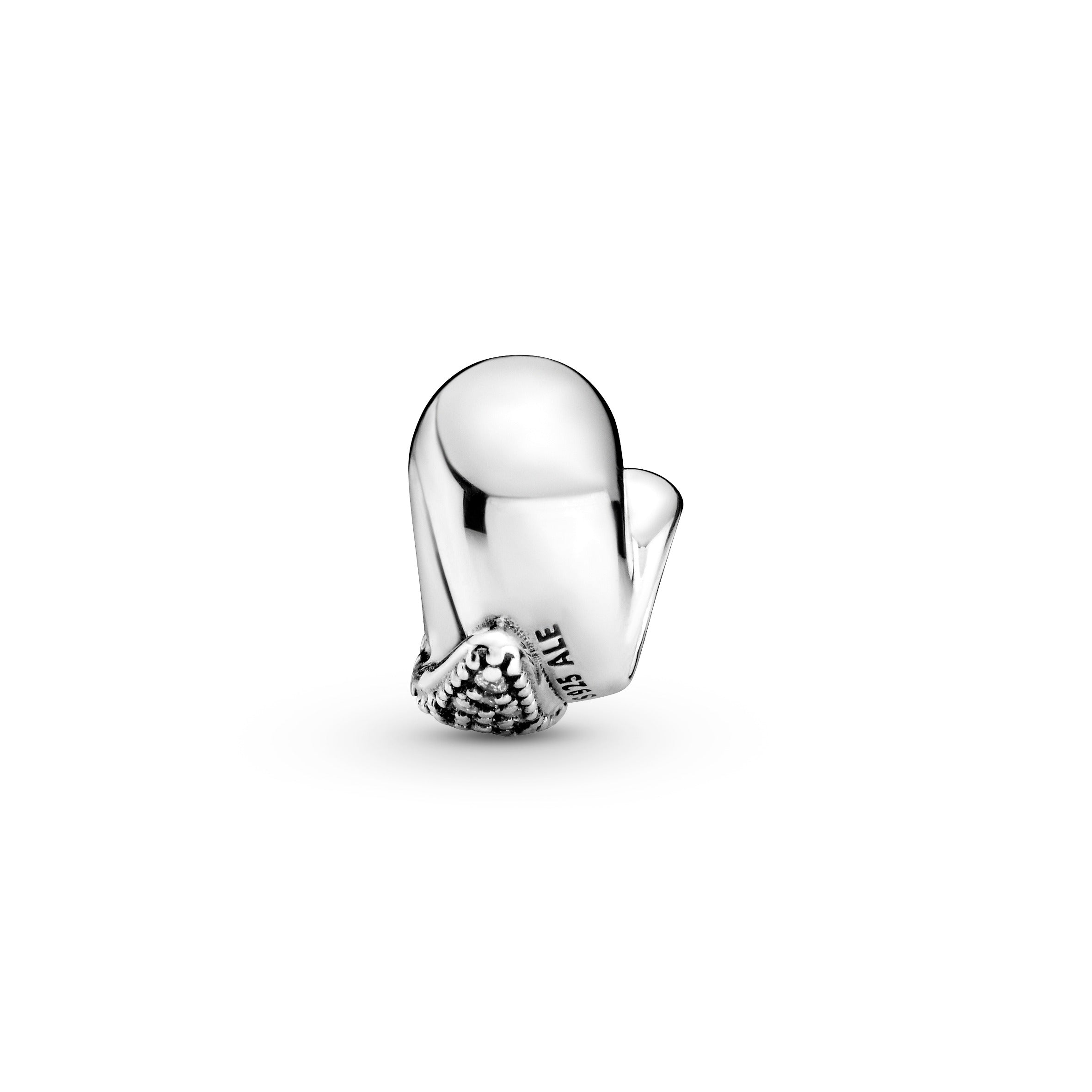 Snail silver charm with clear cubic zirconia and orchid pink crystal