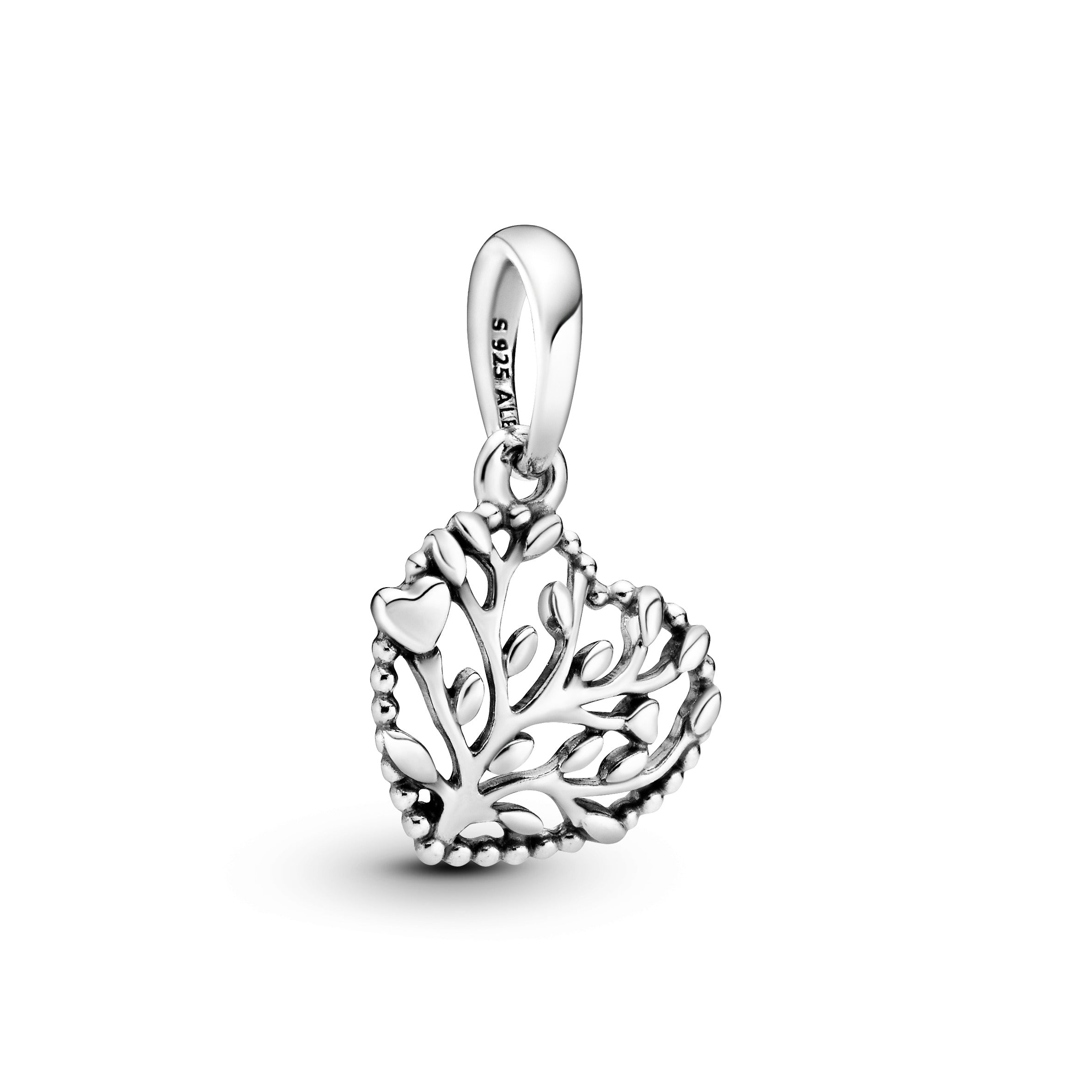 Tree of love heart silver dangle