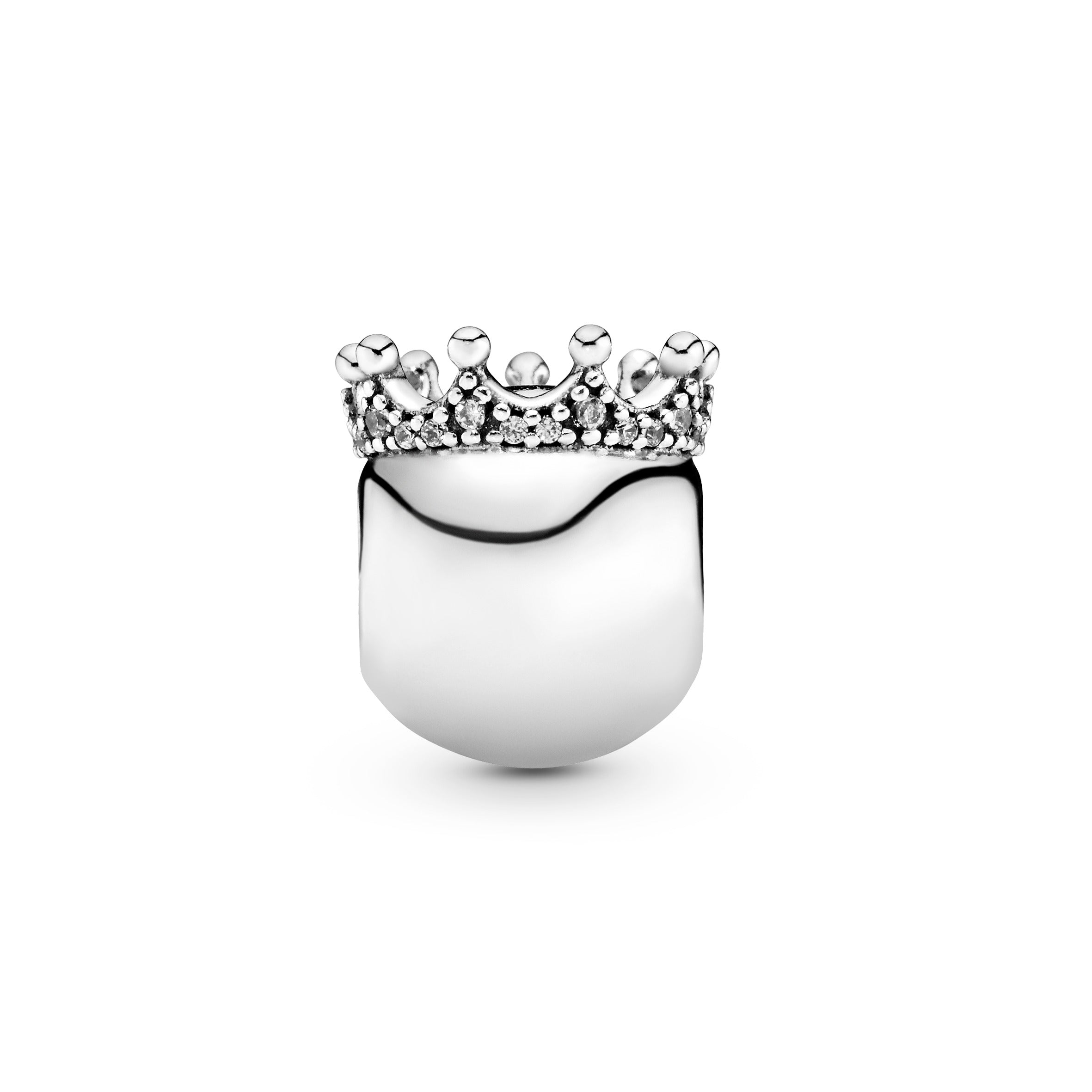 Princess emoticon silver charm with clear cubic zirconia