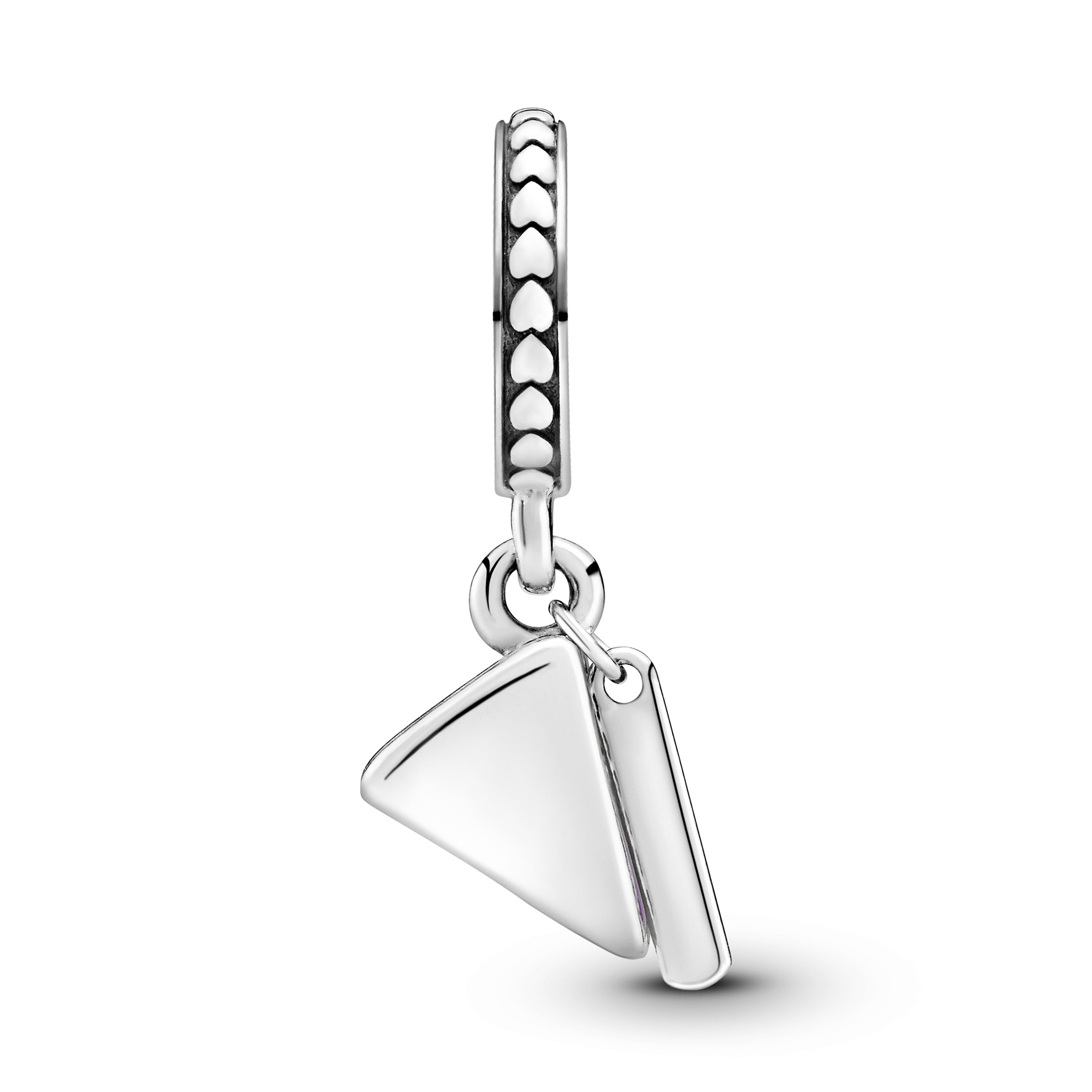 Cake slice silver dangle with pink, purple and silver enamel