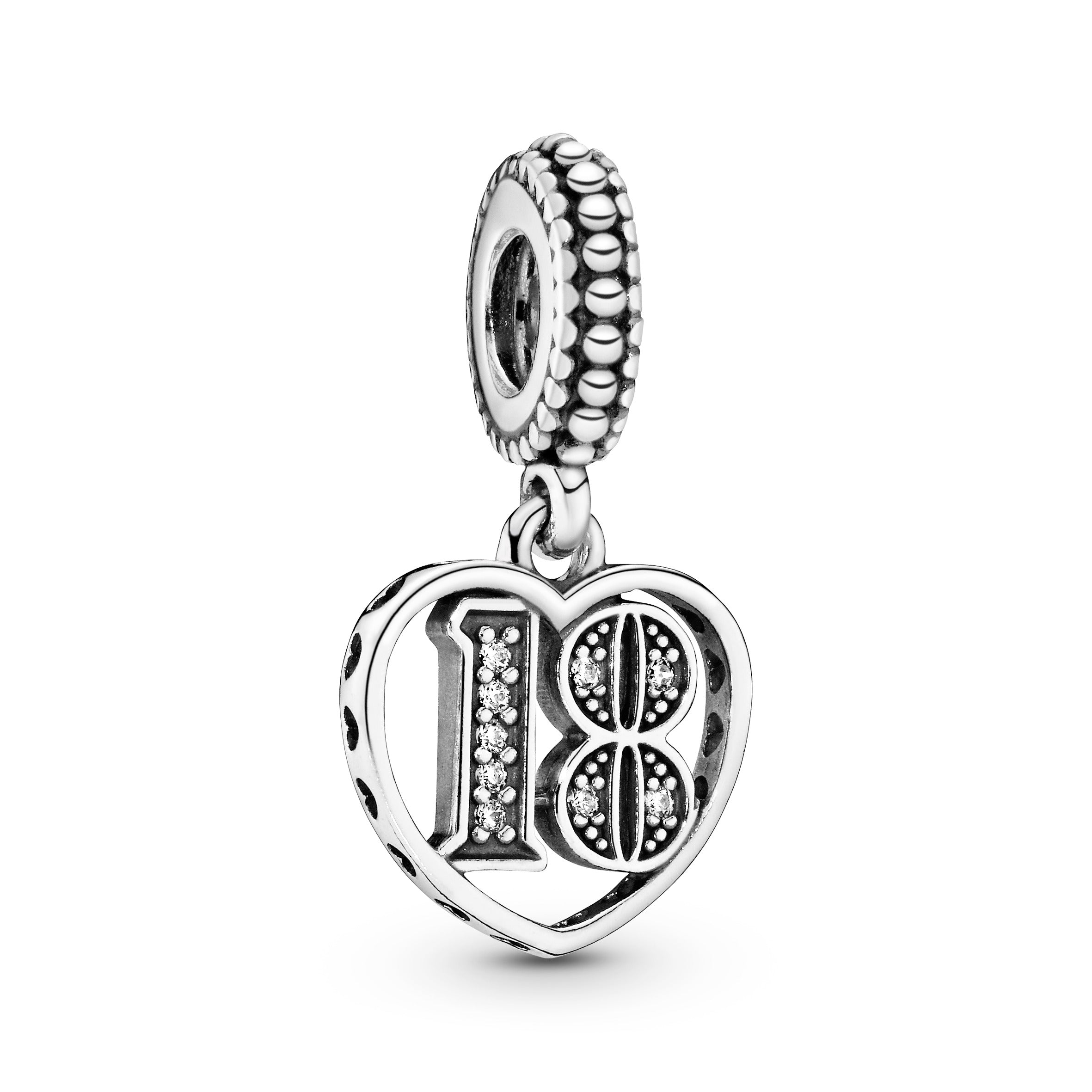 18 silver dangle with clear cubic zirconia
