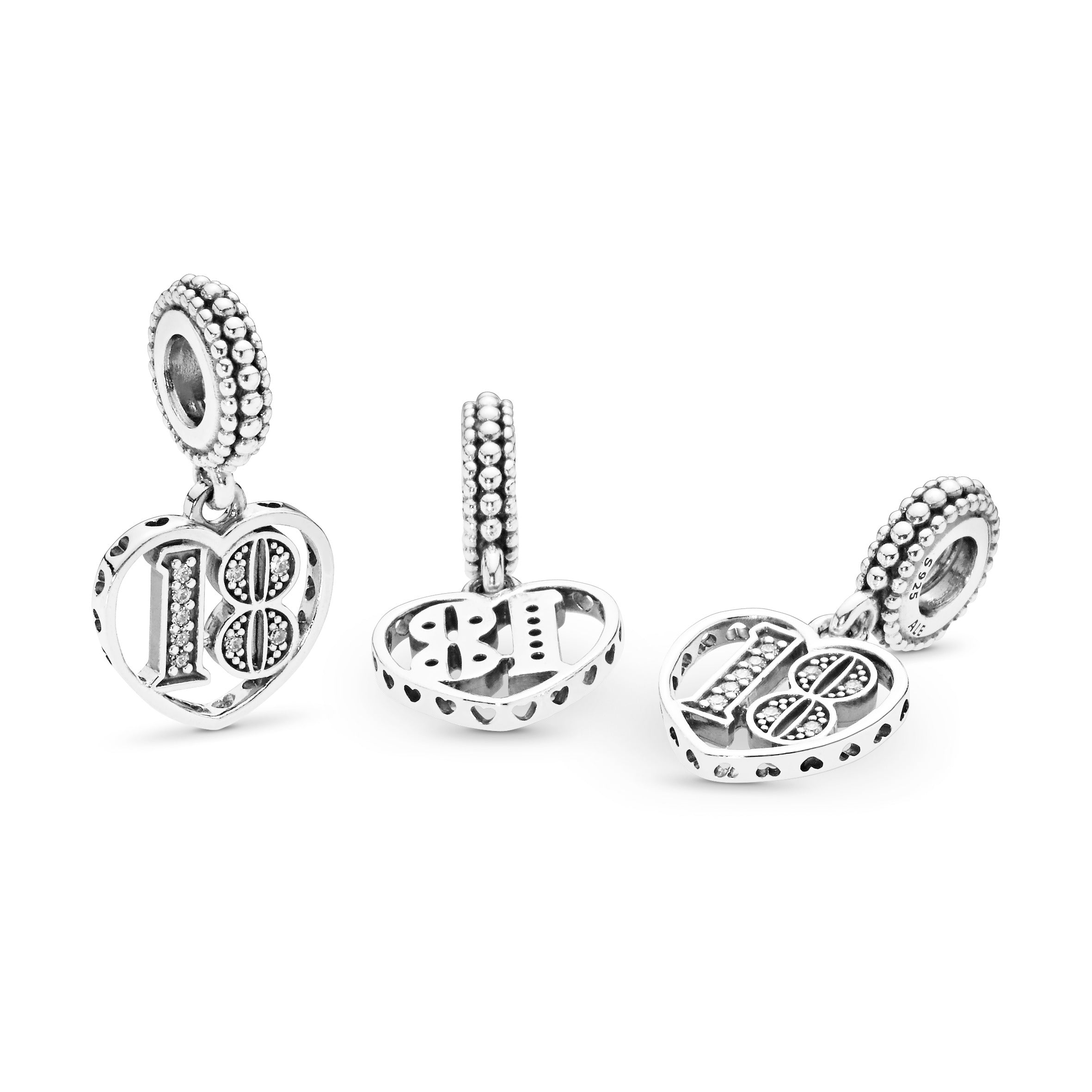 18 silver dangle with clear cubic zirconia