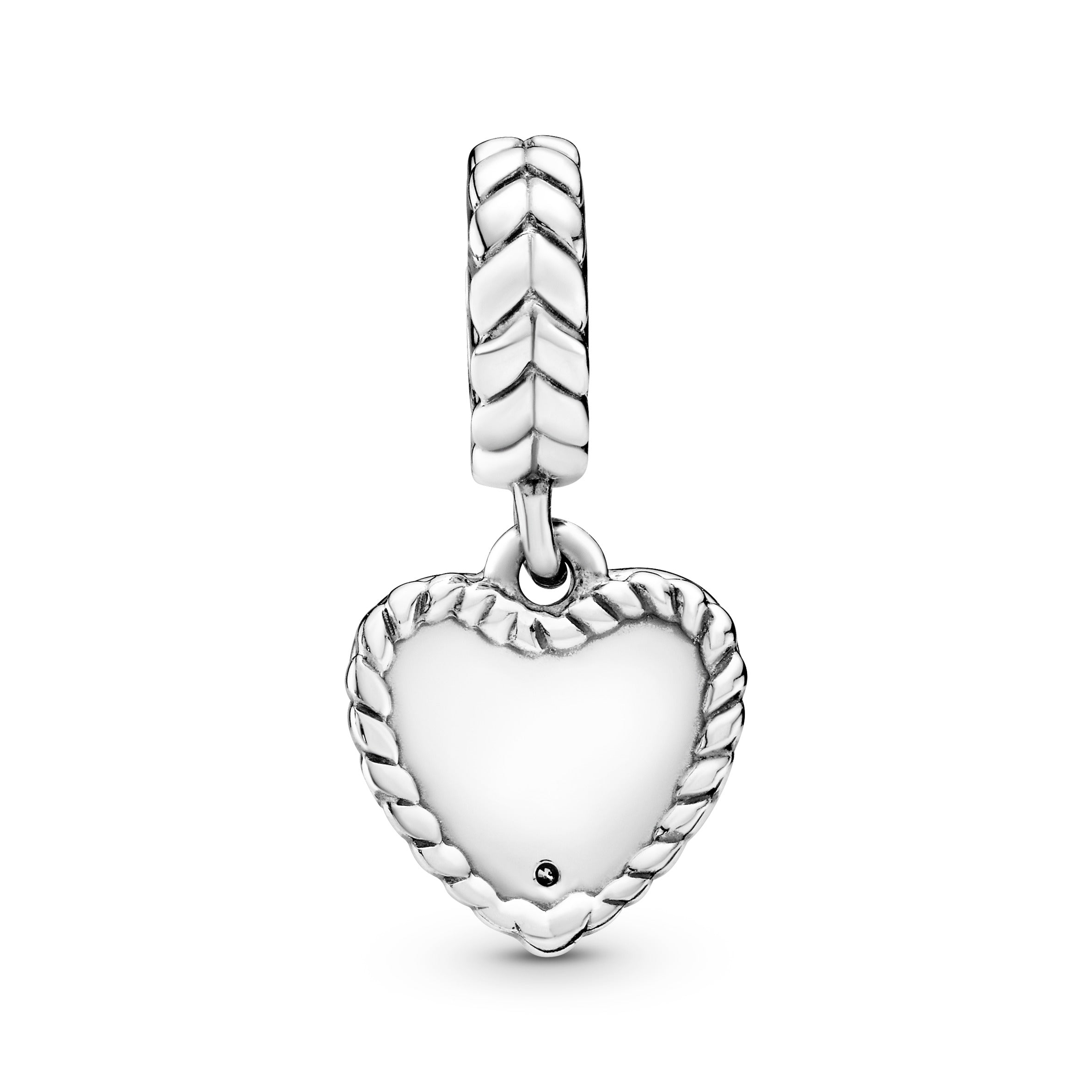 Heart seeds silver dangle with clear cubic zirconia