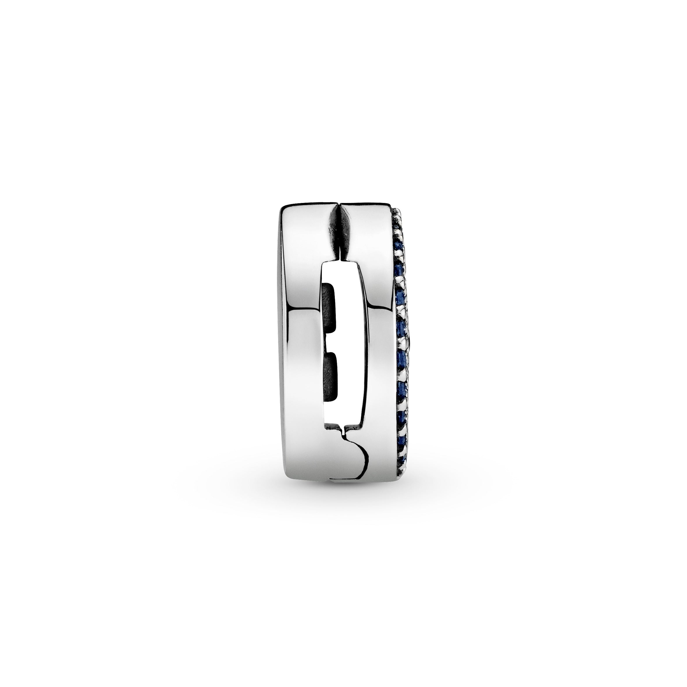 Sterling silver clip charm with moonlight blue crystal and icy blue crystal