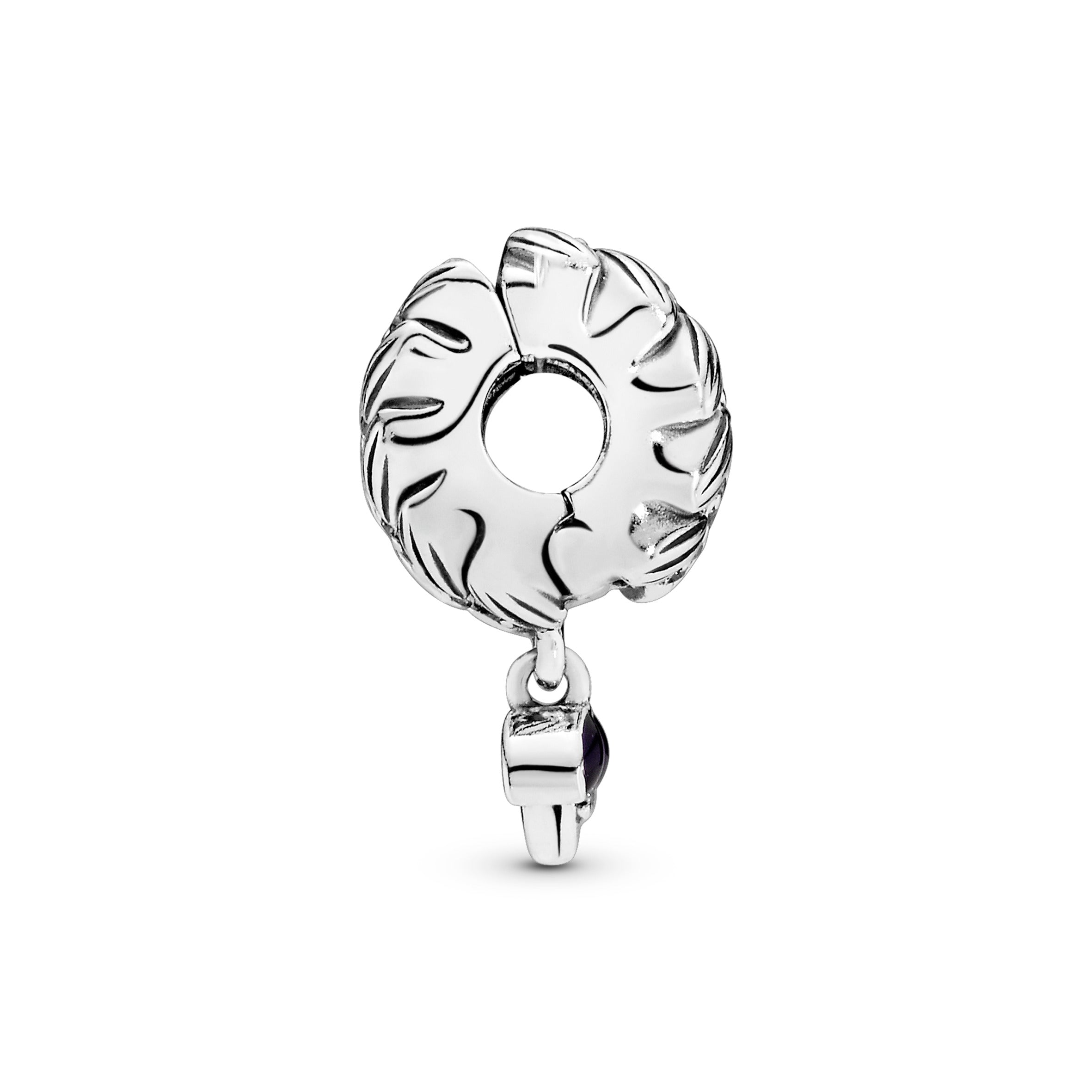 Seeds silver clip with clear cubic zirconia and purple enamel