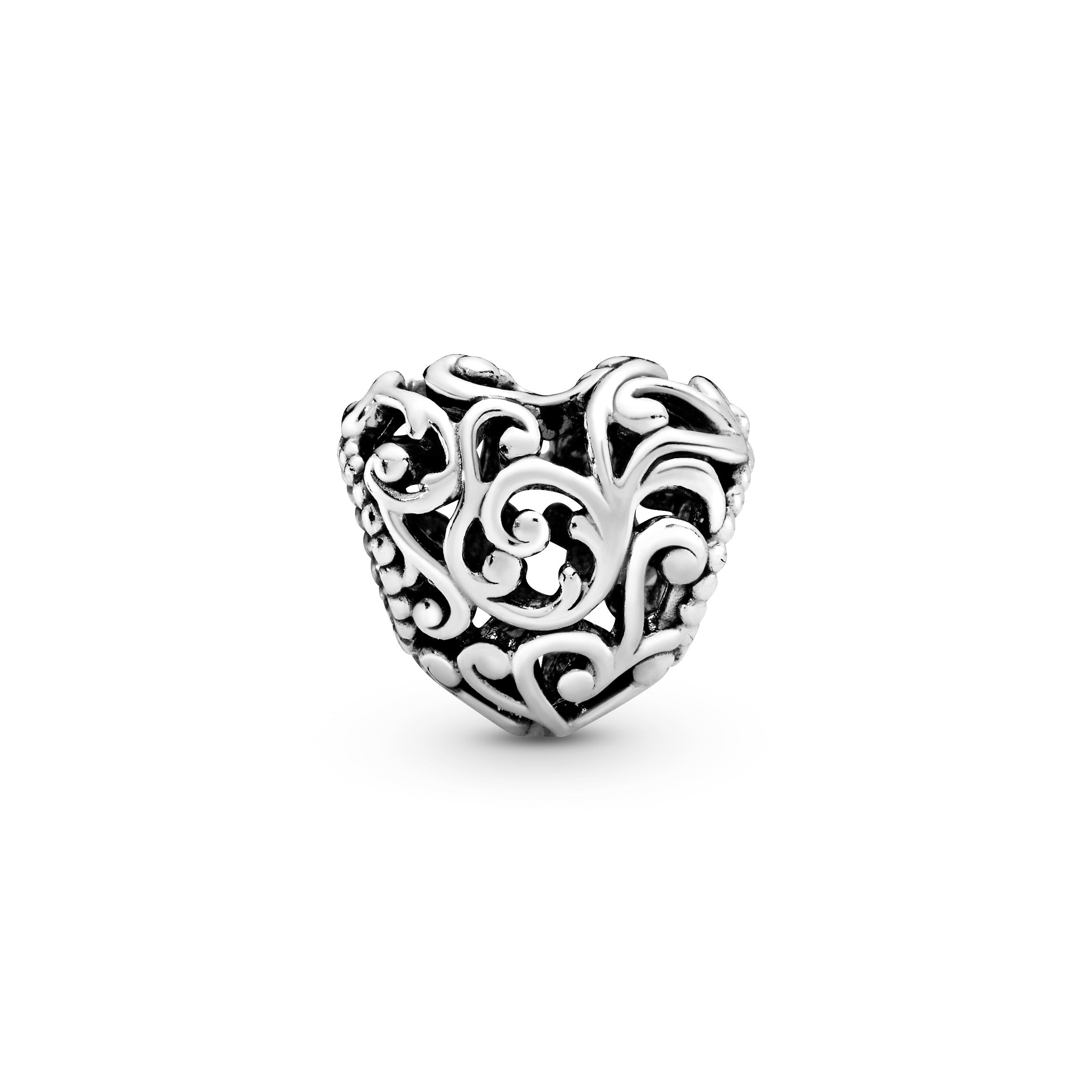 Regal pattern heart silver charm