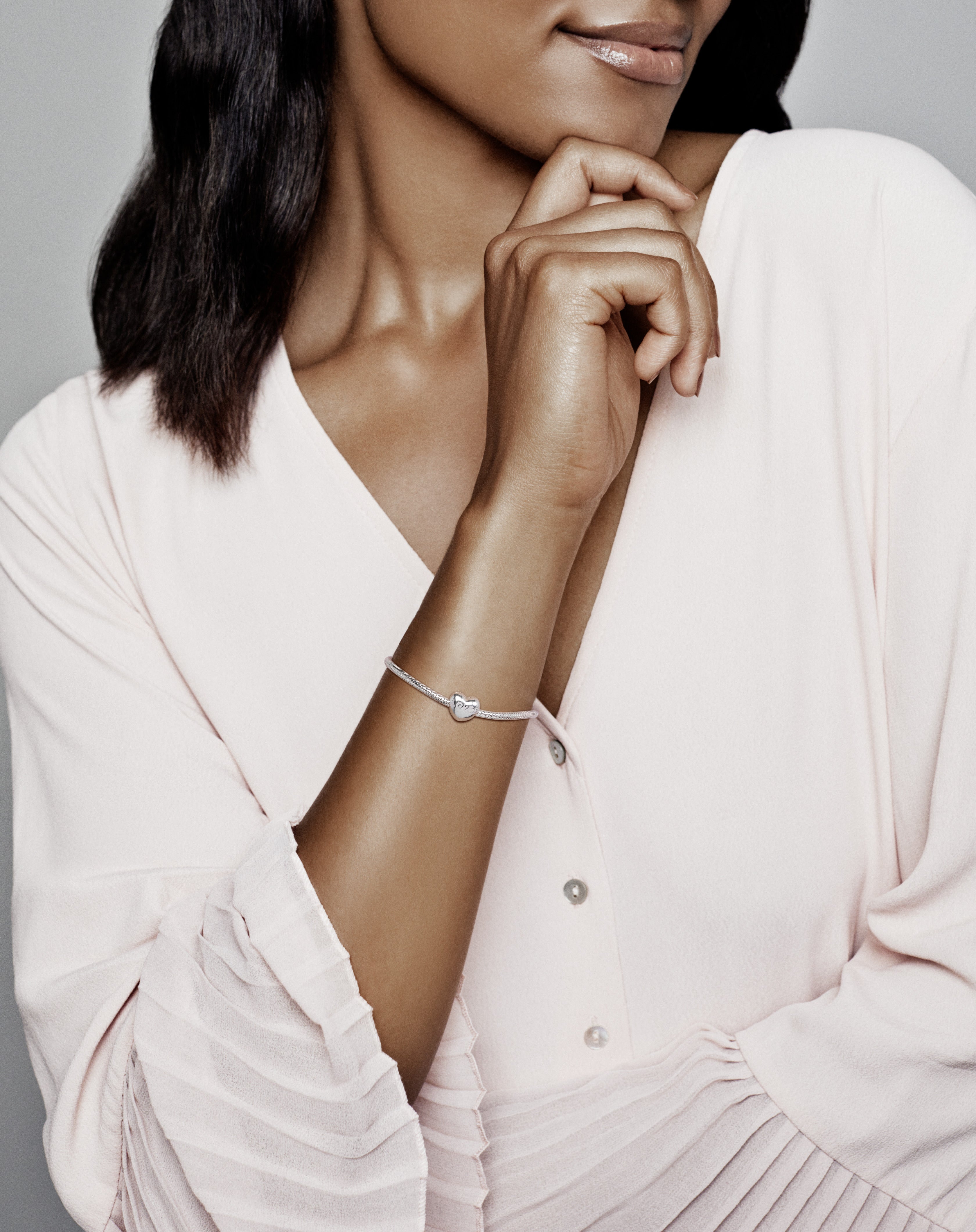 Heart silver clip with pink enamel