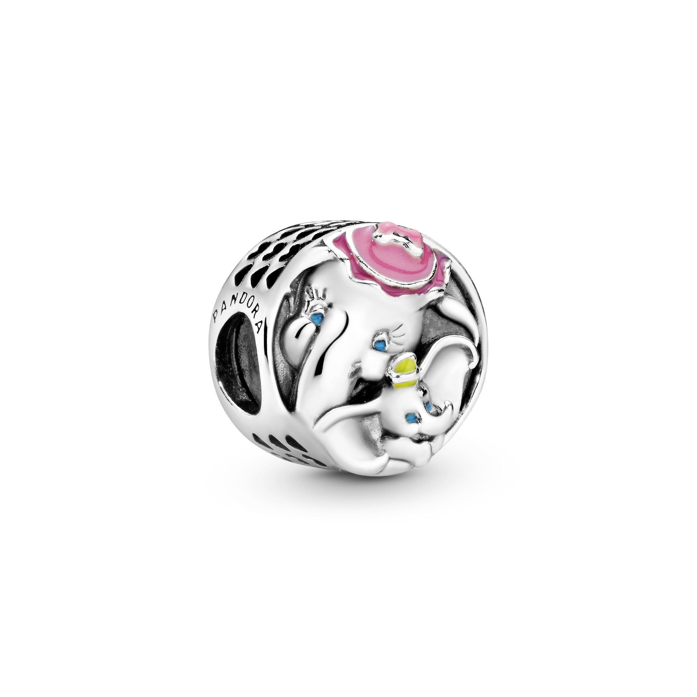 Disney Dumbo and Mrs. Jumbo silver charm with blue, pink and yellow enamel