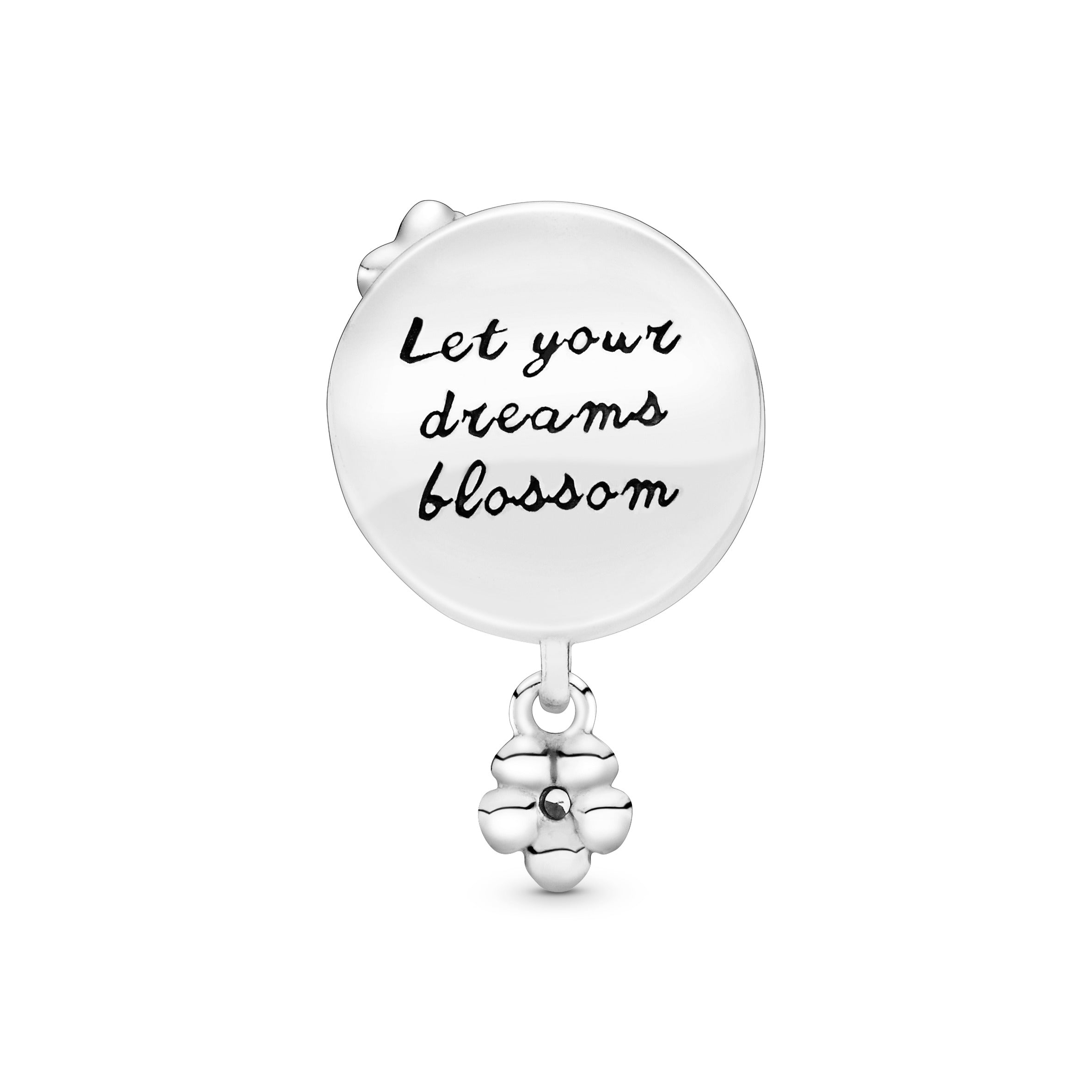 Flower and rainbow silver charm with pink, white, purple, green, blue and yellow enamel