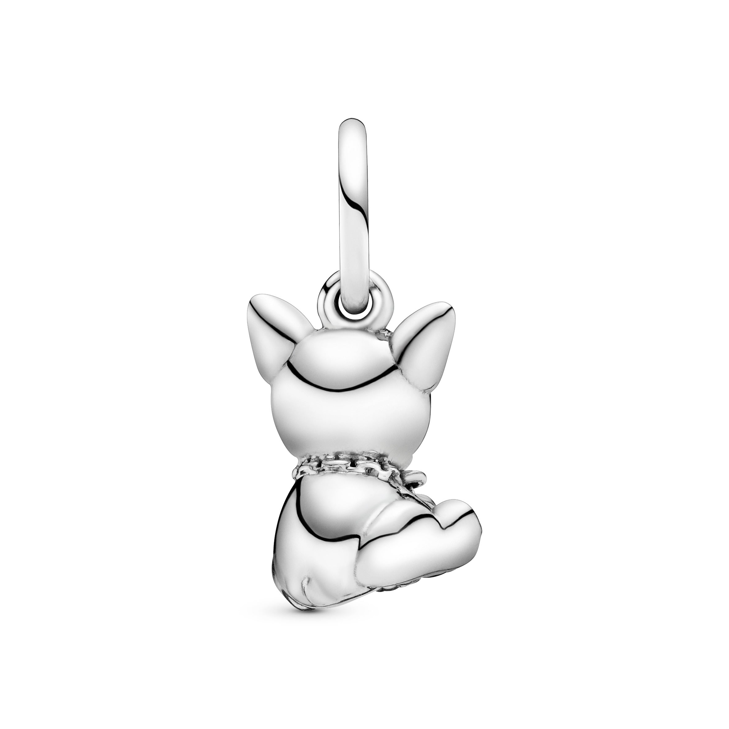 French bulldog silver dangle with black enamel