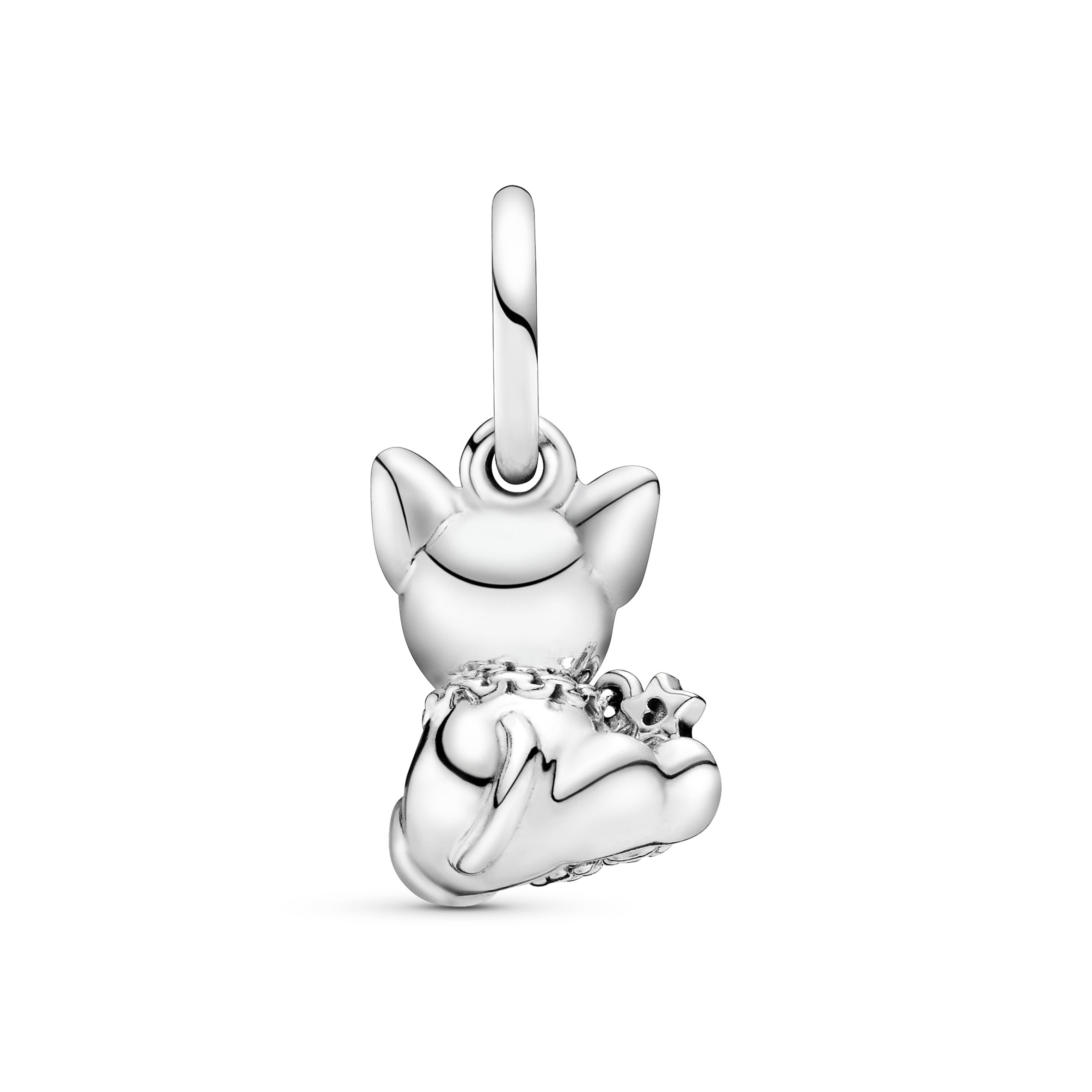 Bull terrier dog silver dangle with black enamel