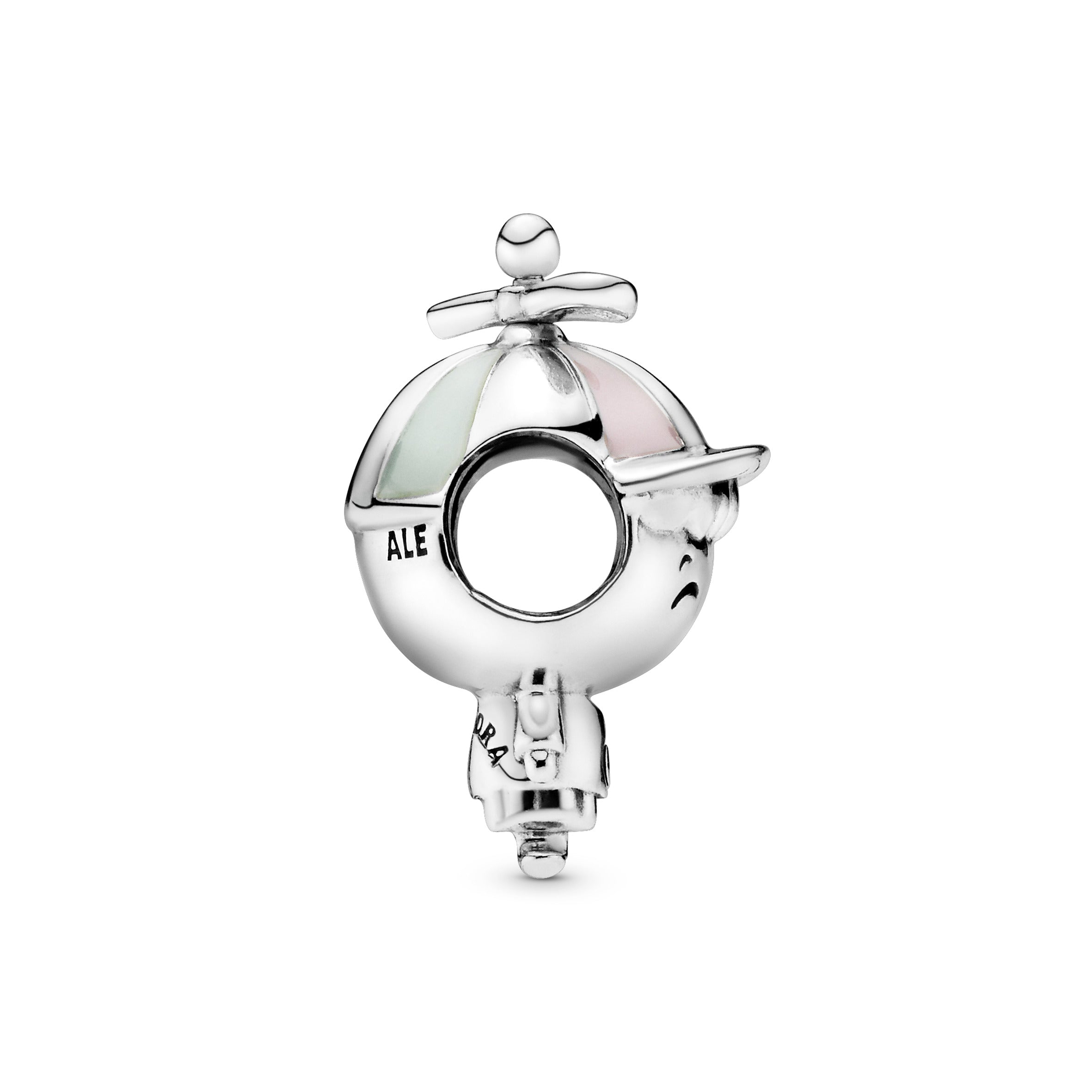 Boy silver charm with pink and green enamel