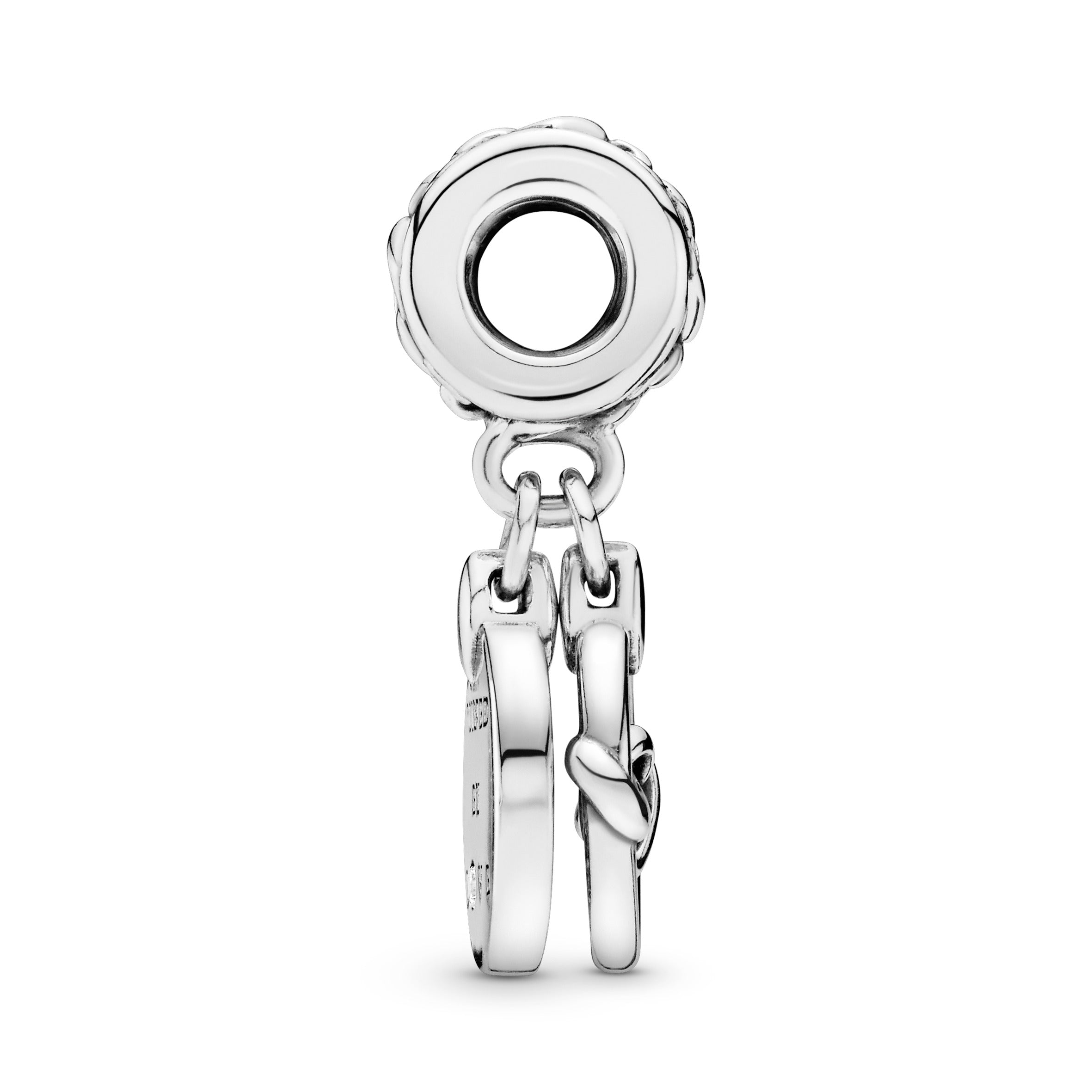 Knotted hearts silver dangle with clear cubic zirconia