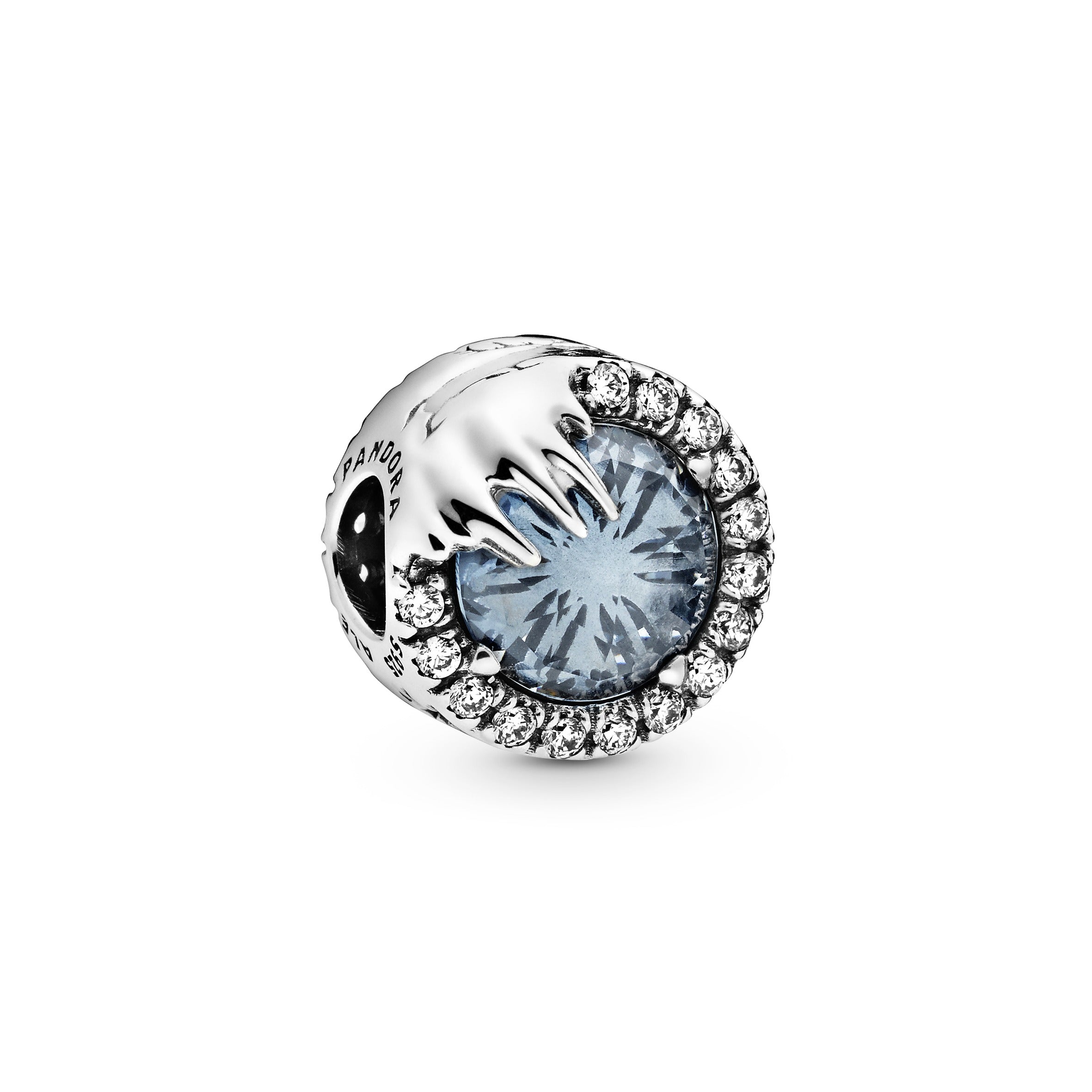 Disney Frozen sterling silver charm with winter sky blue crystal and clear cubic zirconia