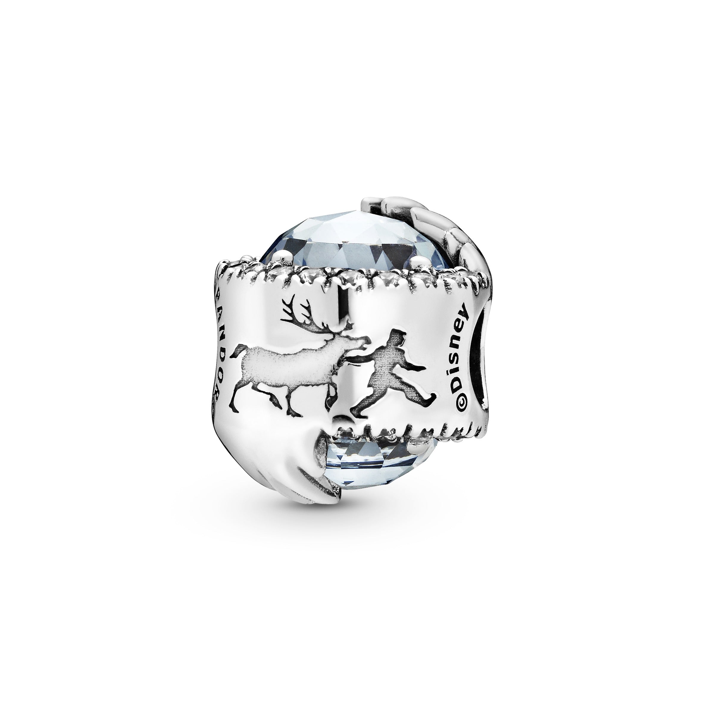 Disney Frozen sterling silver charm with winter sky blue crystal and clear cubic zirconia