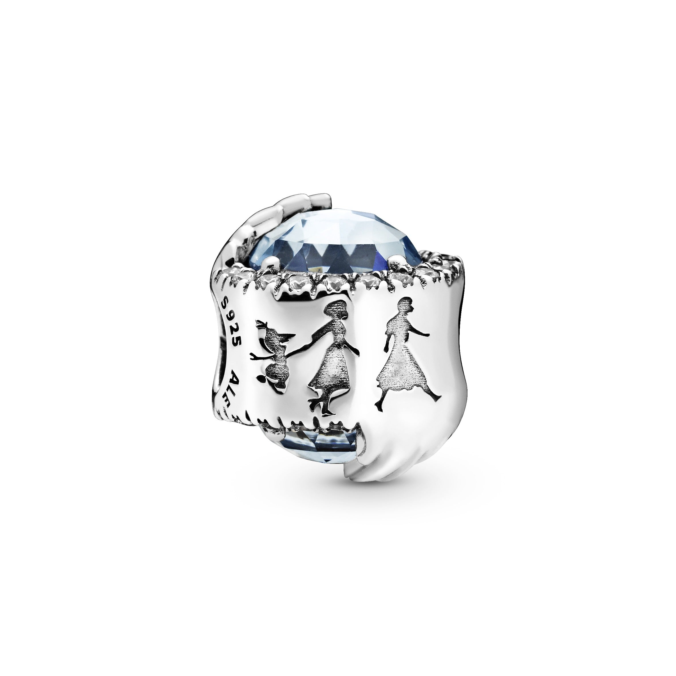 Disney Frozen sterling silver charm with winter sky blue crystal and clear cubic zirconia