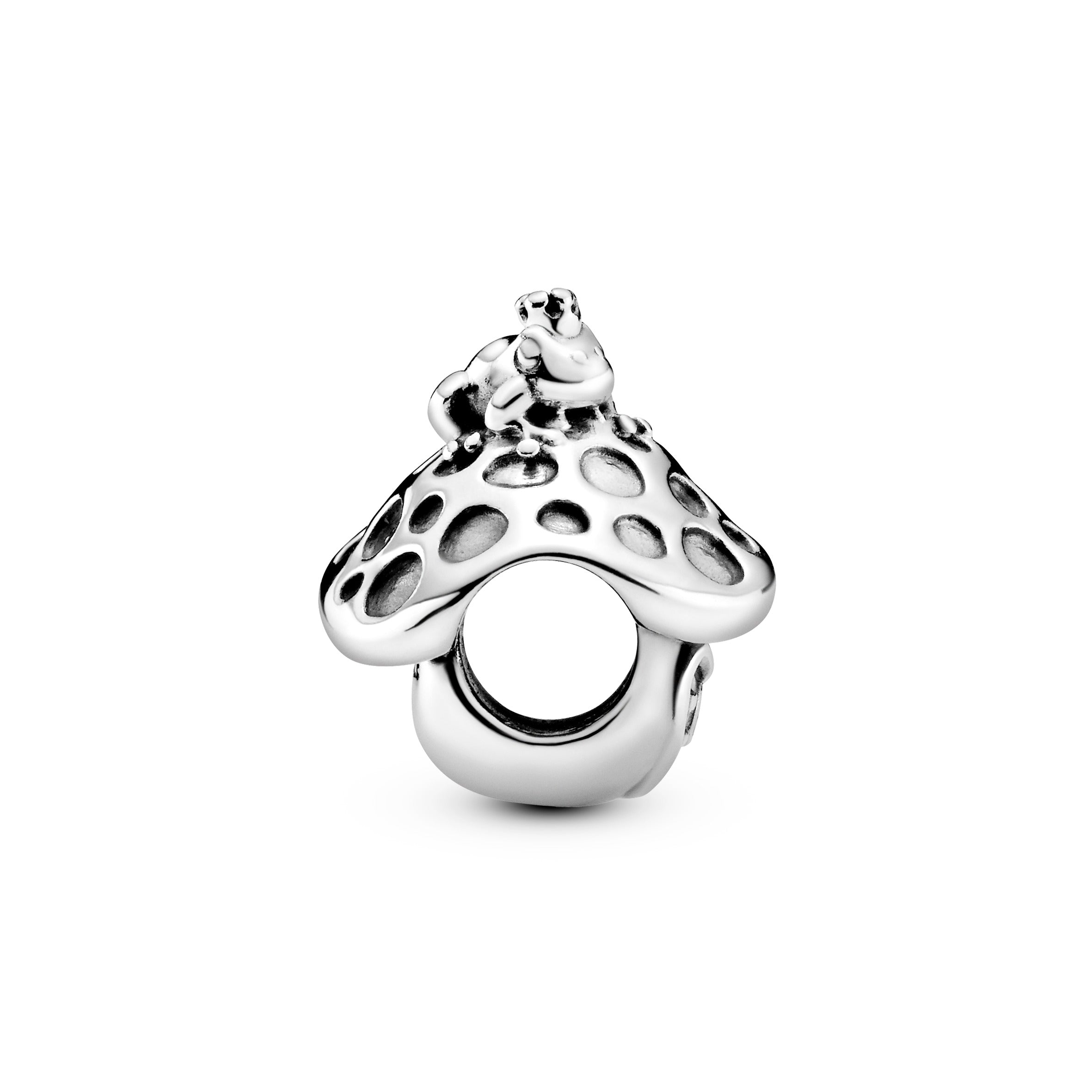 Mushroom and frog sterling silver charm