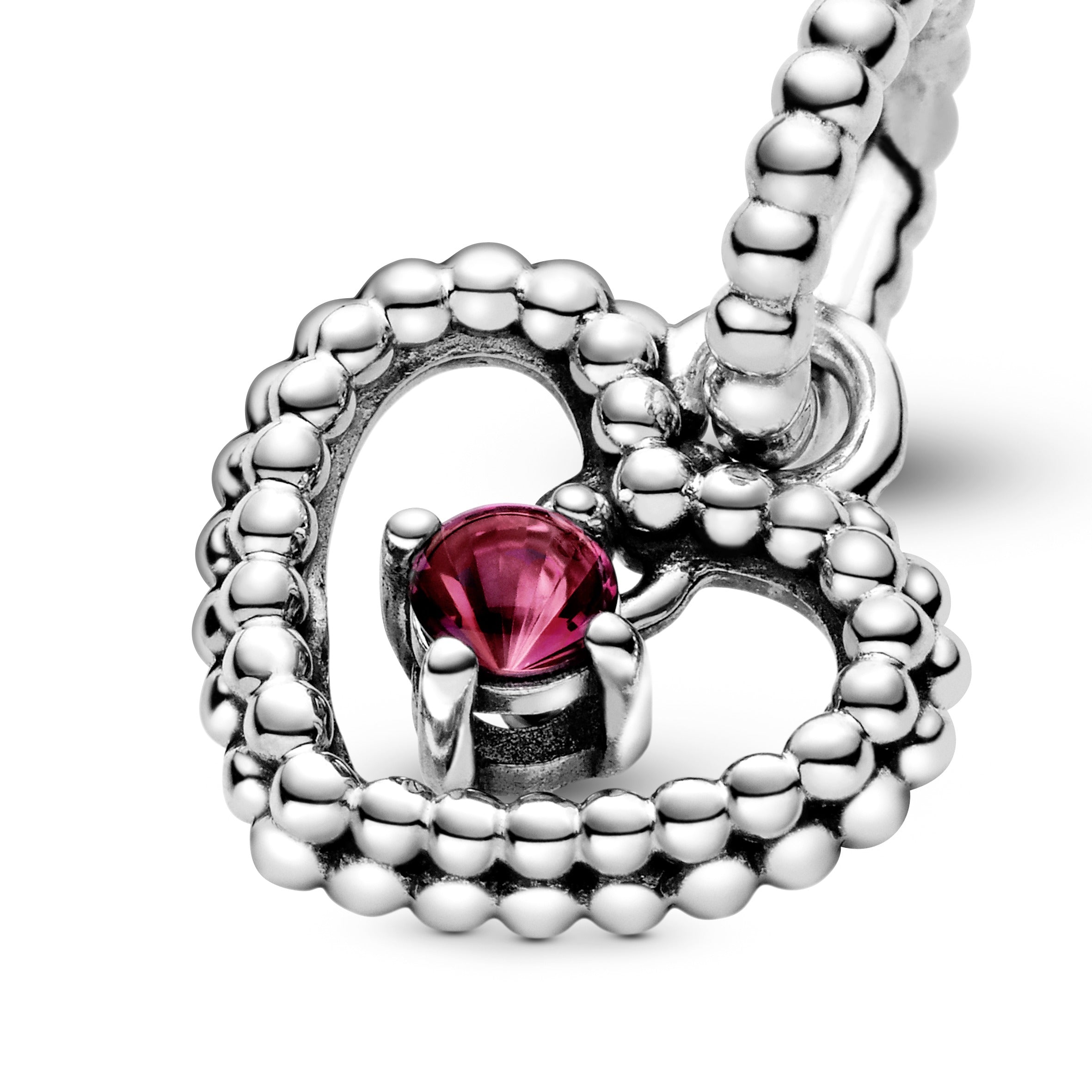 Heart sterling silver dangle with blazing red crystal