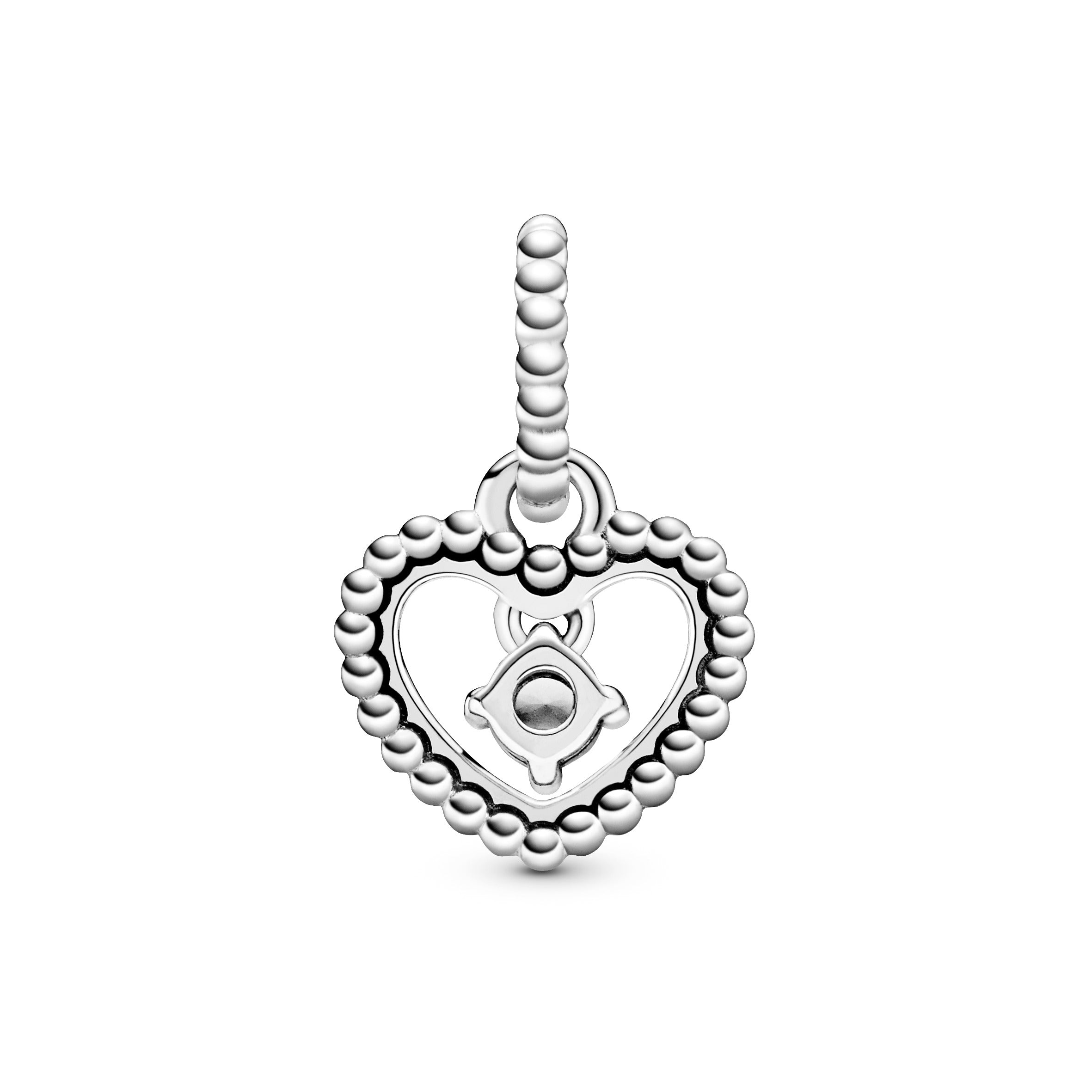 Heart sterling silver dangle with milky white crystal