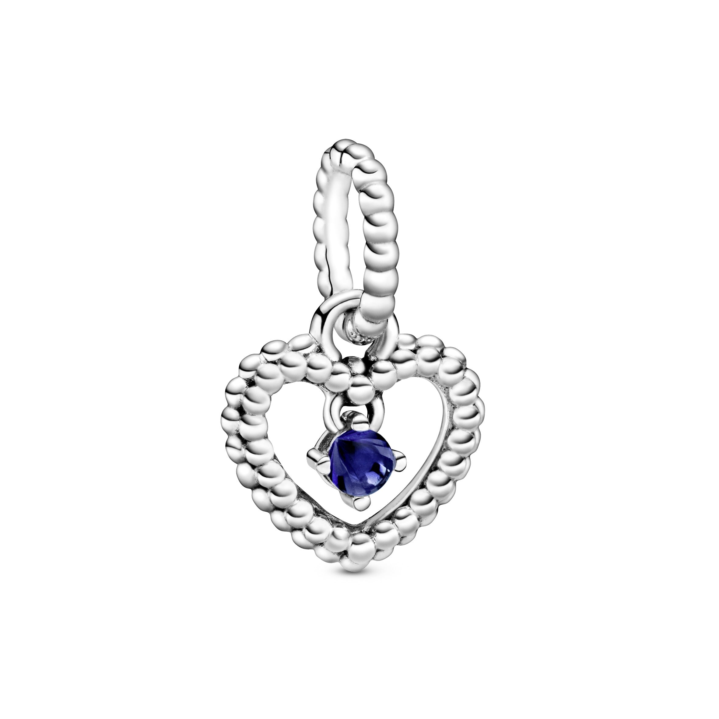 Heart sterling silver dangle with royal blue crystal