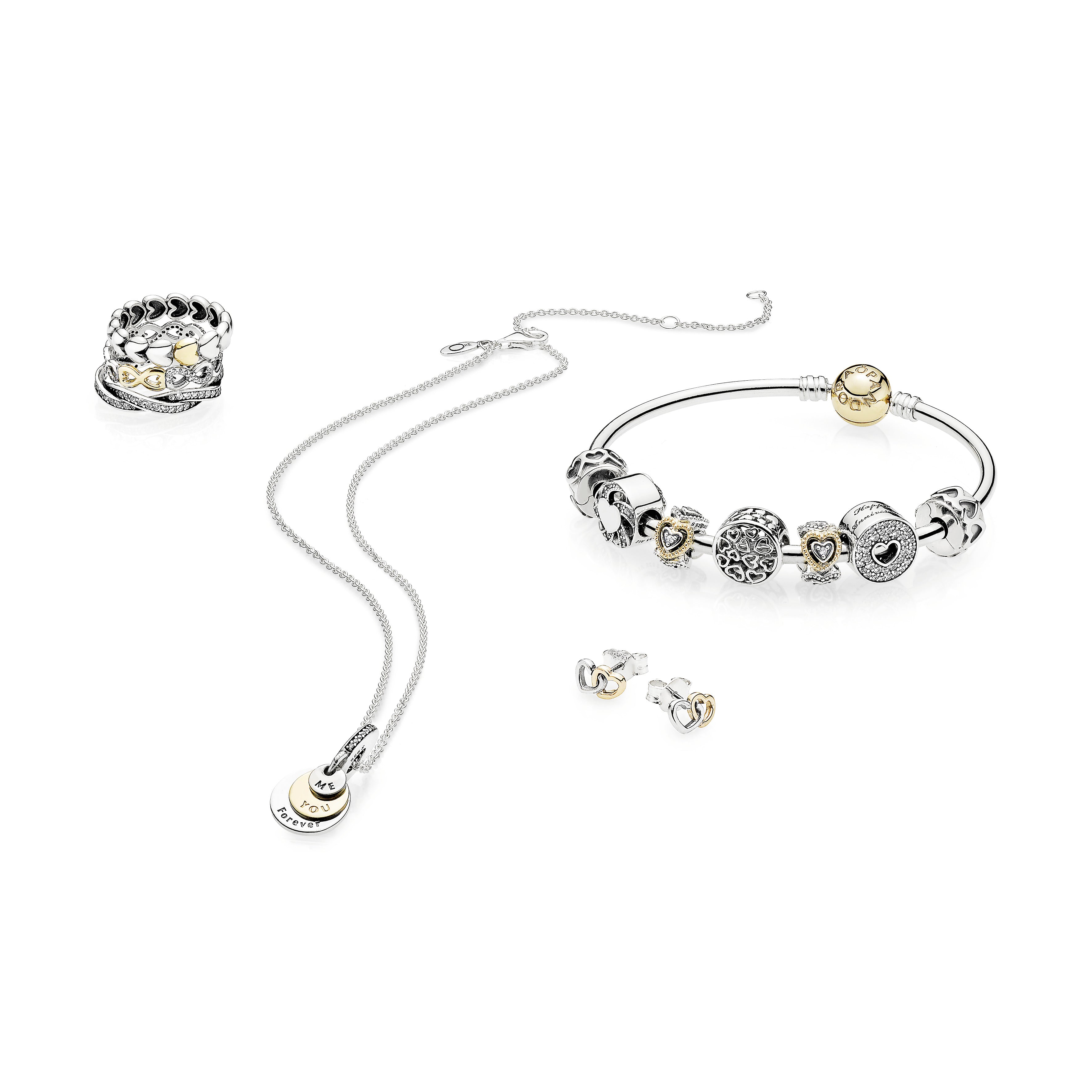 Heart silver spacer with 14k and clear cubic zirconia