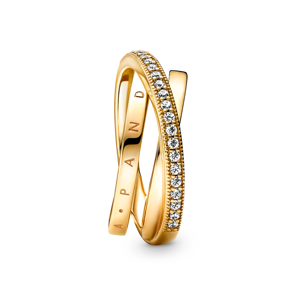 Crossover Pavé Triple Band Ring
