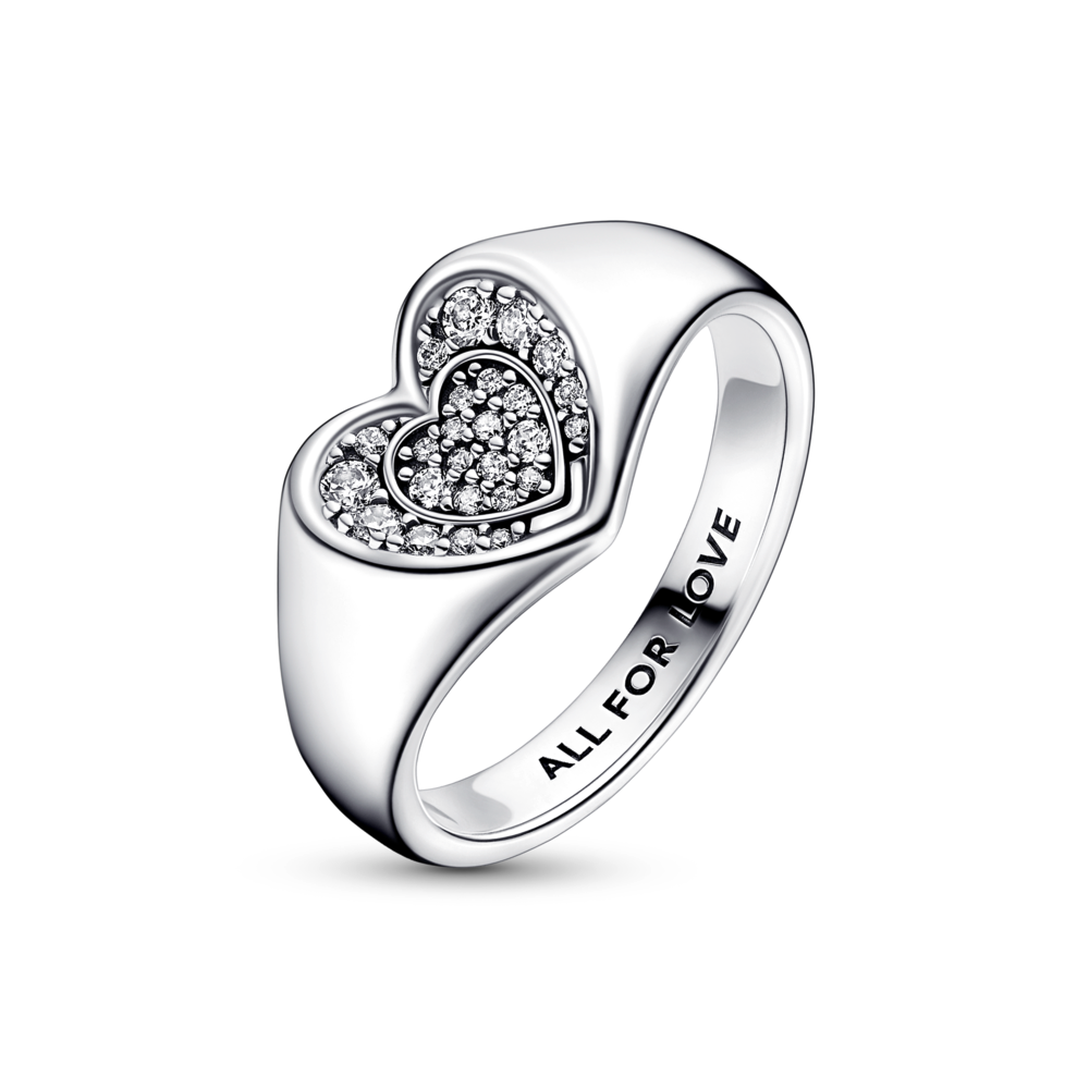 Radiant Heart Pavé Signet Ring