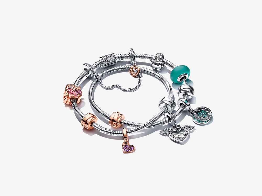 Pandora Moments Double Wrap Barrel Clasp Snake Chain Bracelet