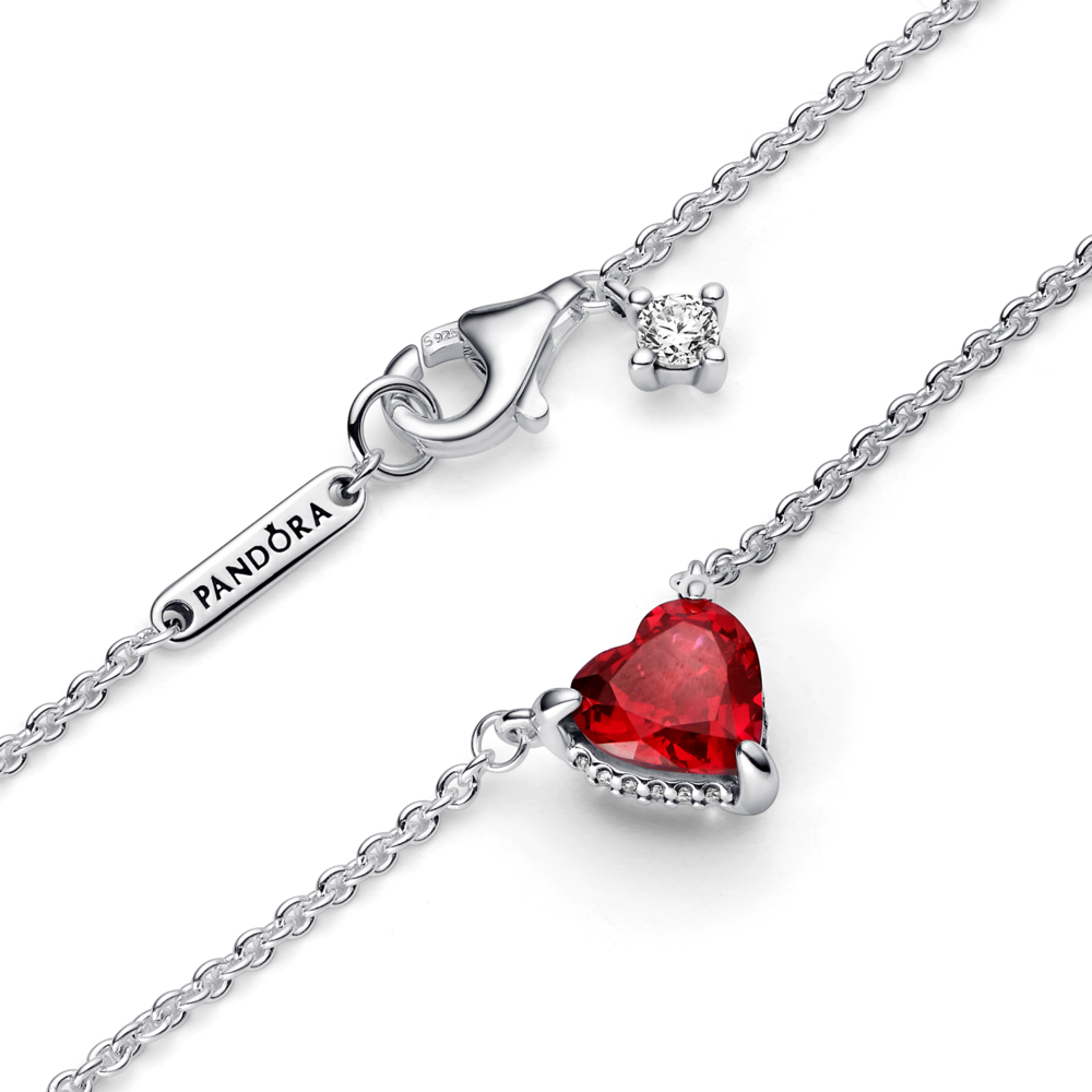 Sparkling Heart Halo Pendant Collier Necklace Pandora Jordan