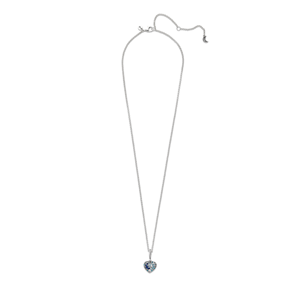 Sparkling Blue Moon Stars Heart Necklace Pandora Jordan
