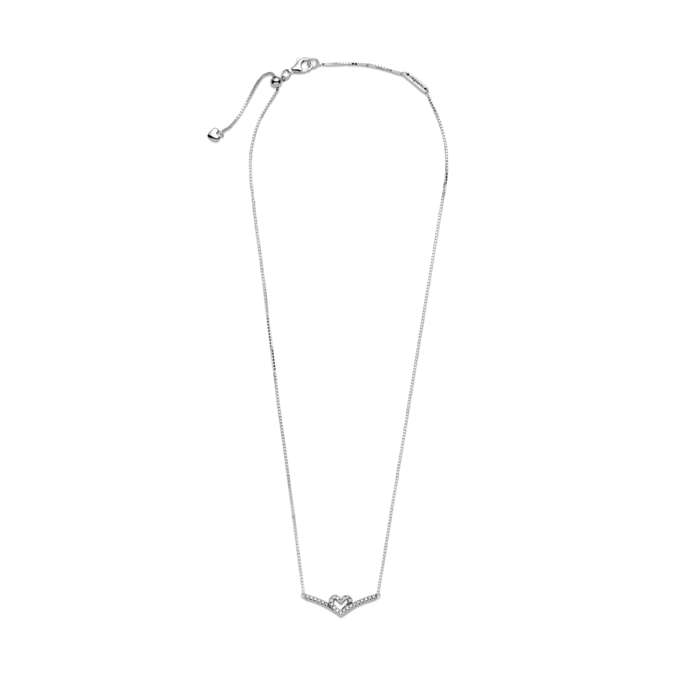 Sparkling Wishbone Heart Collier Necklace