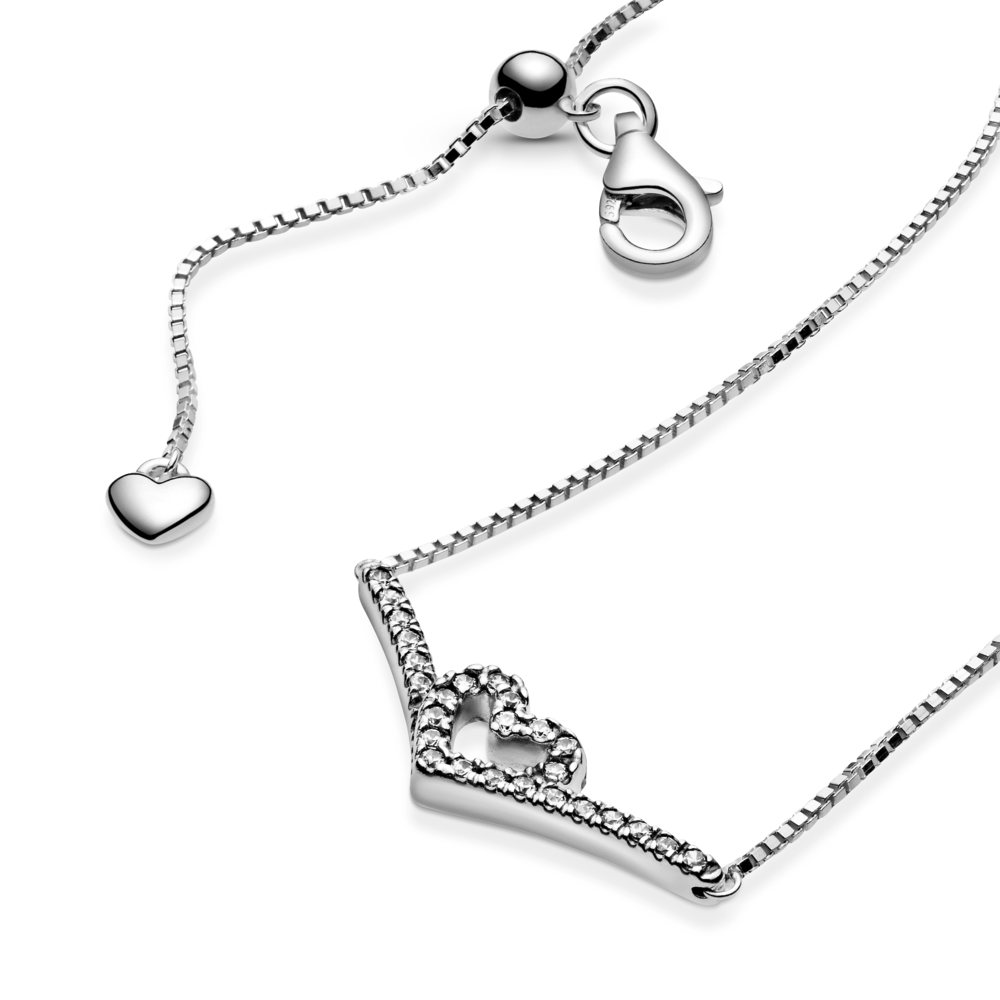 Sparkling Wishbone Heart Collier Necklace
