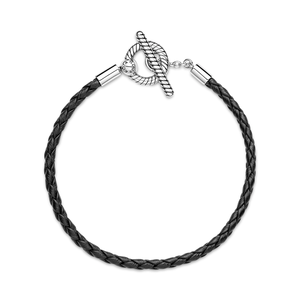 Pandora Moments Braided Leather T-bar Bracelet
