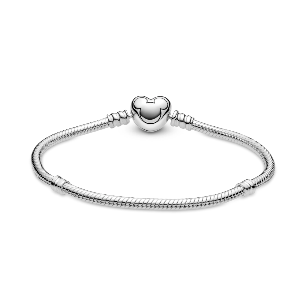 Disney Pandora Moments Mickey Mouse Heart Clasp Snake Chain Bracelet
