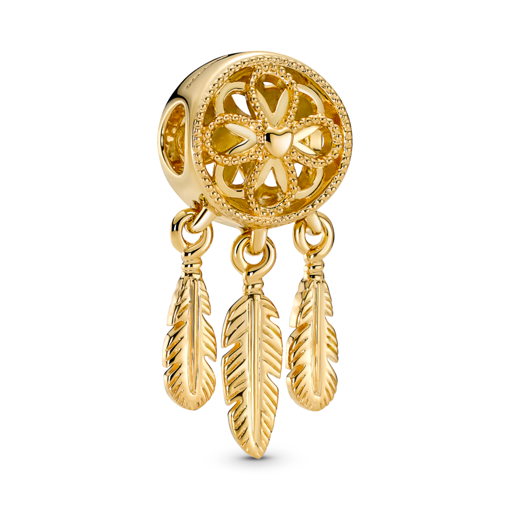 Gold Plated Pandora Rose Gold Dream Catcher Charm Openwork Heart