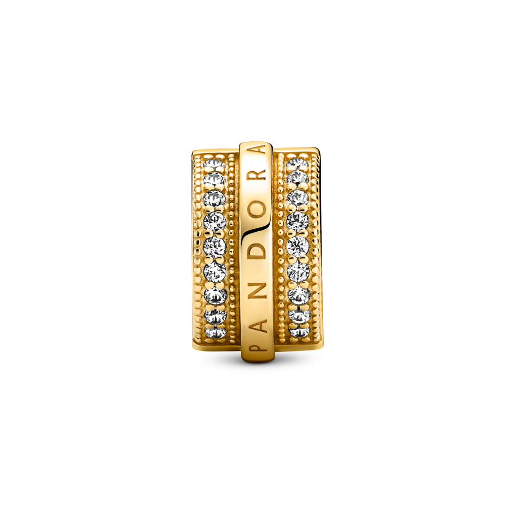 Sparkling Pavé Lines & Logo Clip Charm