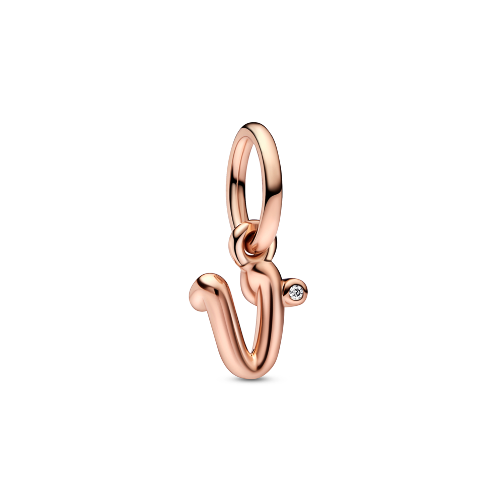 Letter V Script Alphabet Dangle Charm