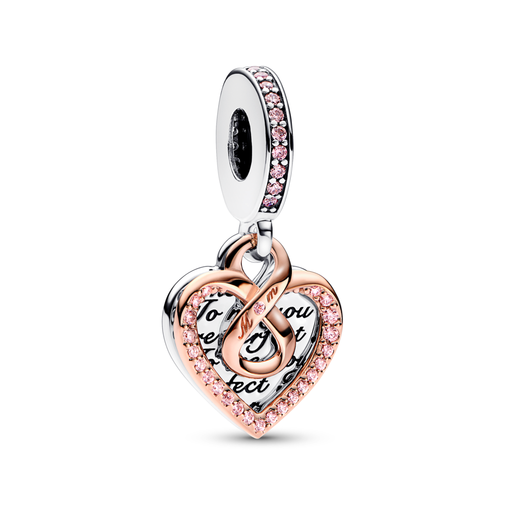 Two-tone Infinity Heart Double Dangle Charm Two-tone Infinity Heart Double Dangle Charm