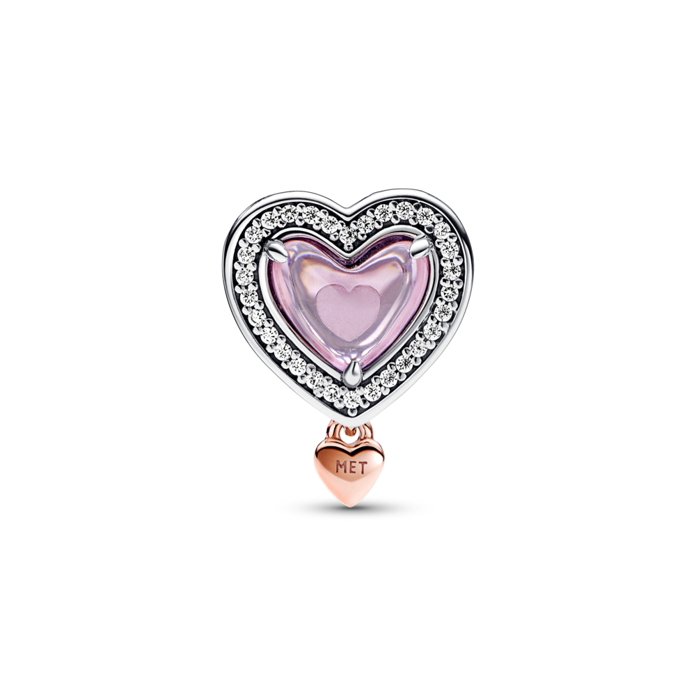 Two-tone Openwork Mum & Heart Charm