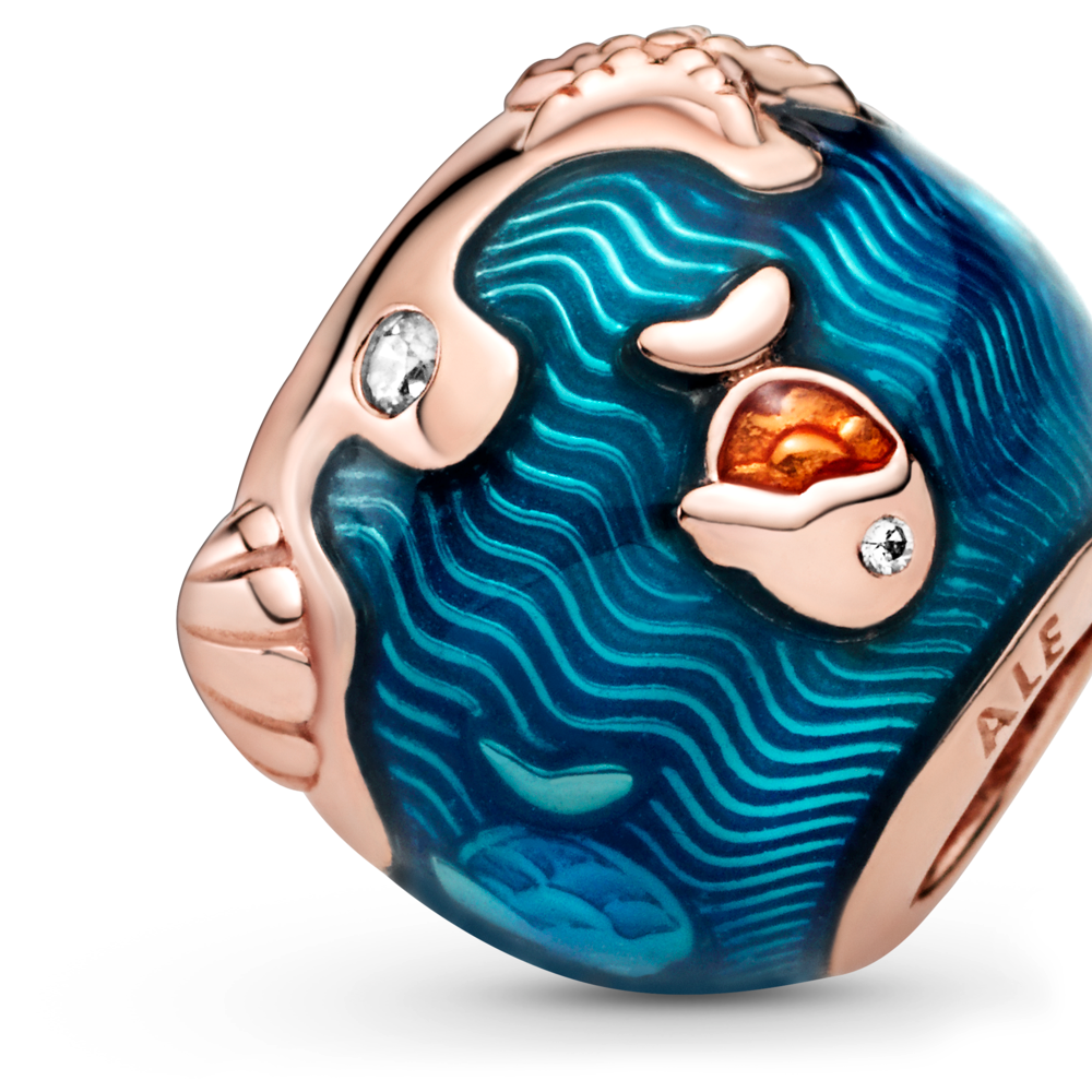 Shimmering Ocean Waves & Fish Charm