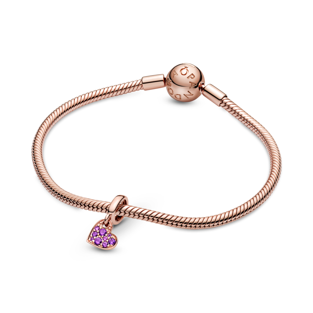 Royal Purple Pavé Tilted Heart Dangle Charm