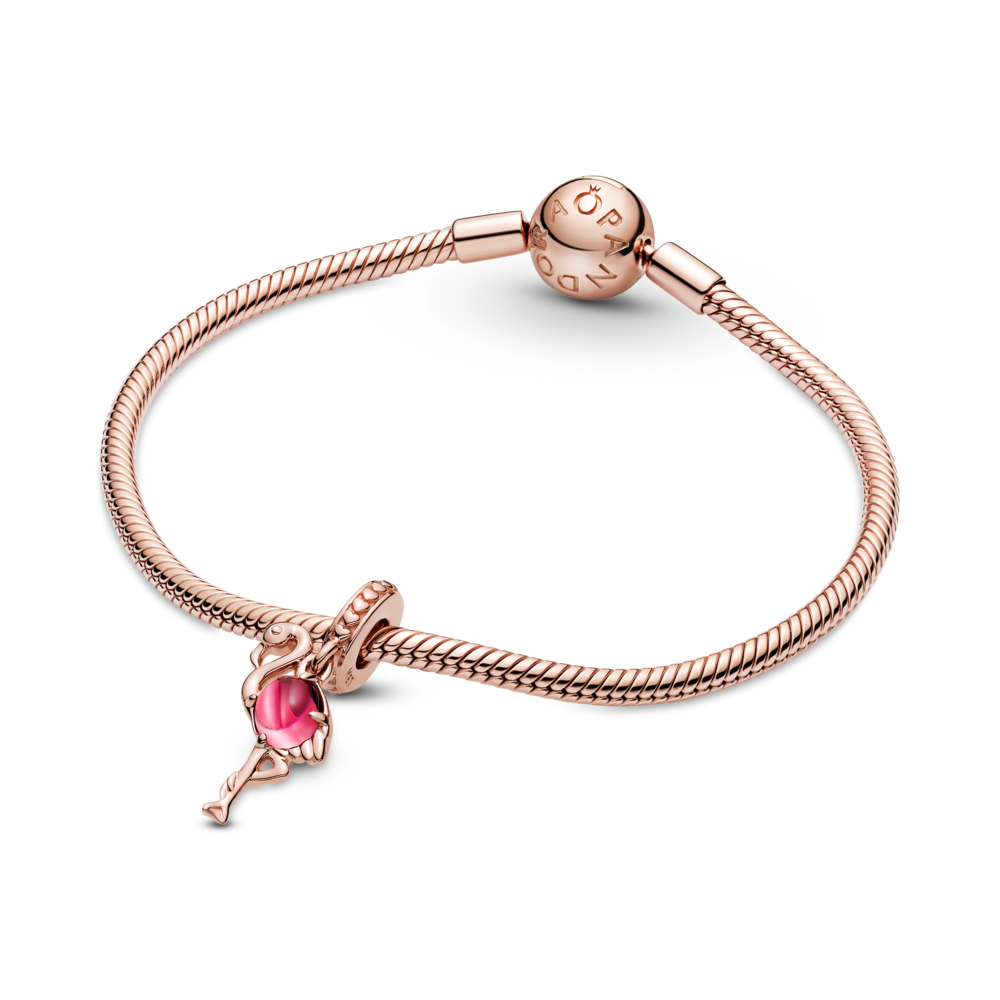 Pink Murano Glass Flamingo Dangle Charm