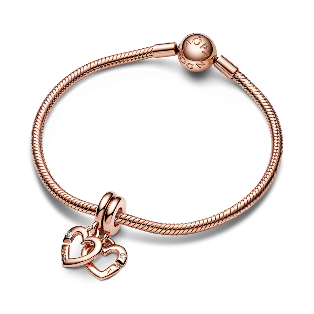 Linked Sister Hearts Split Dangle Charm